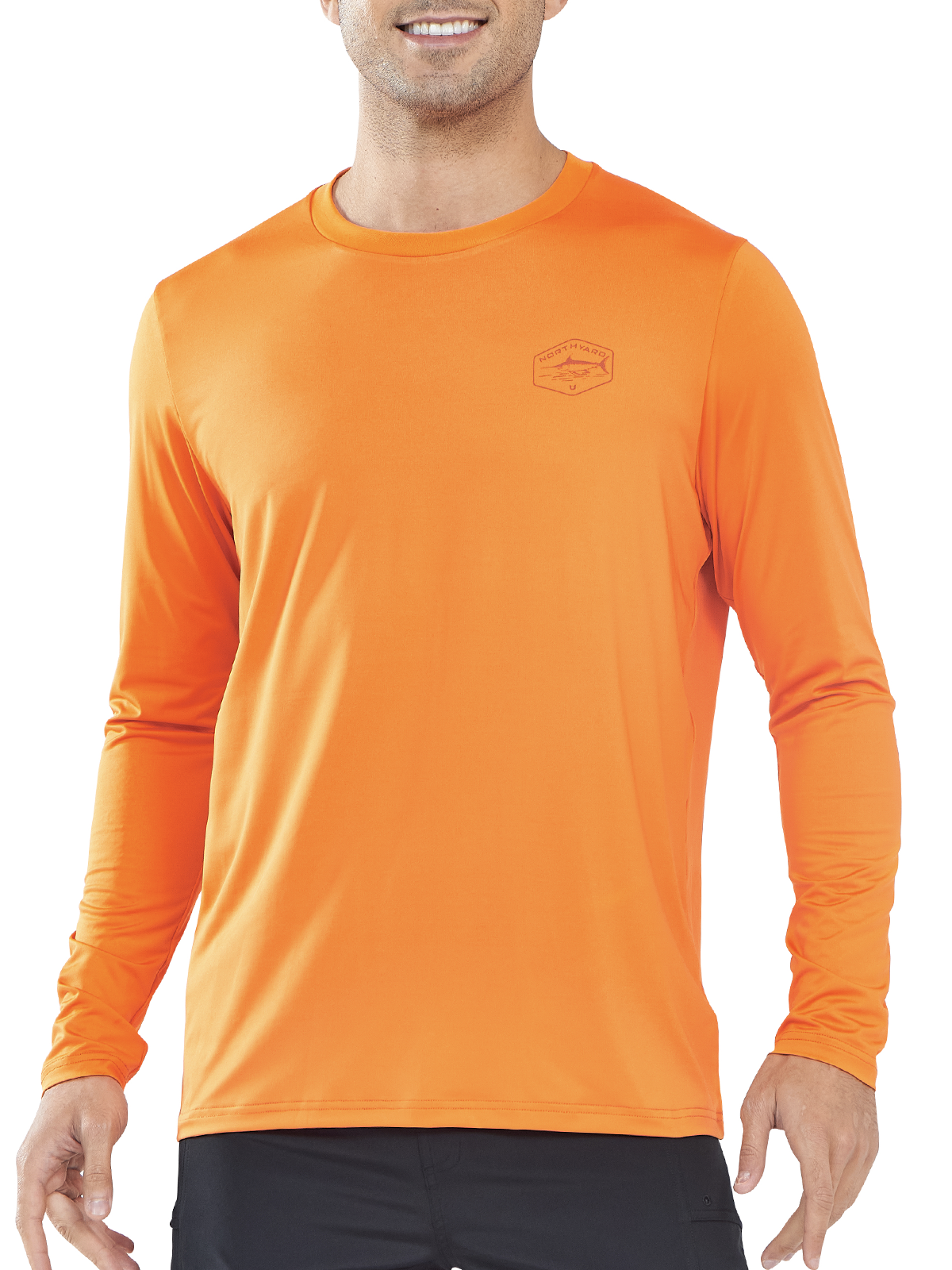 
NORTHYARD Men's Orange Sun Protection UV Fishing T Shirts Crewneck Long Sleeve for Swim