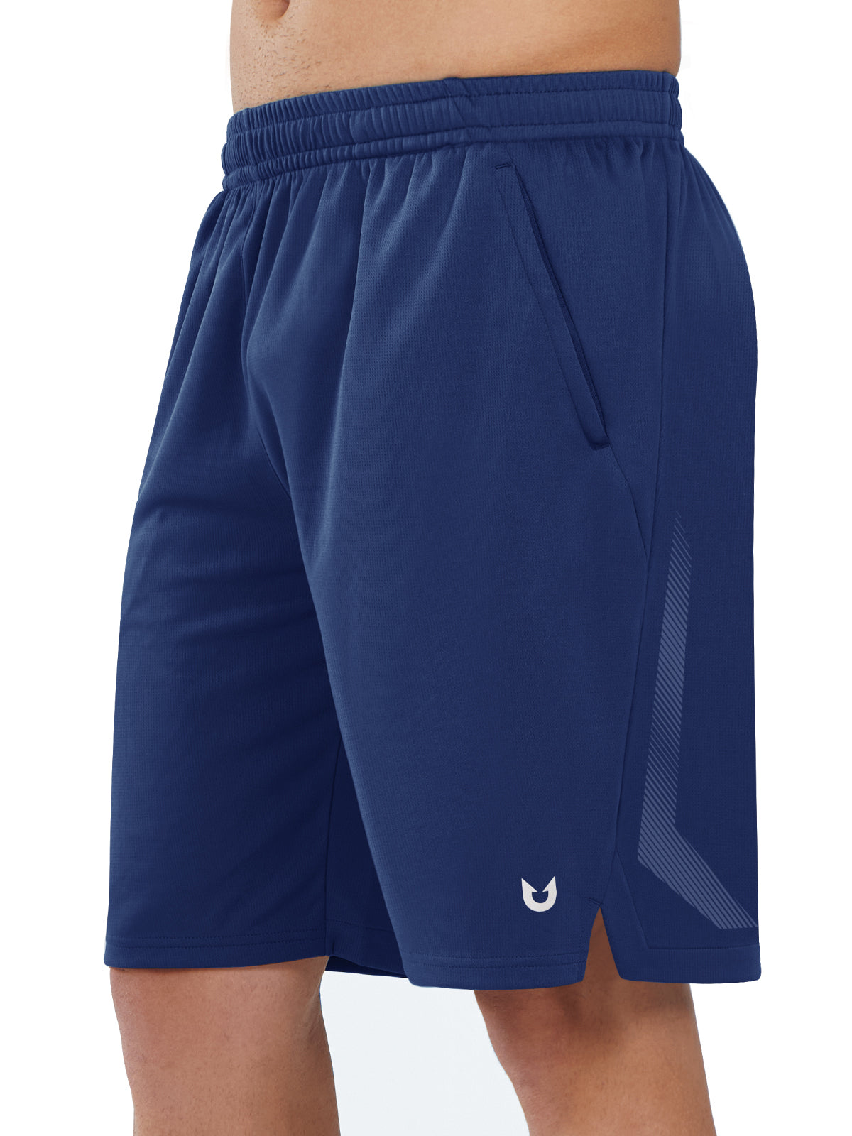 Northyard Men's Dark Blue Tennis 10" Long Mesh Shorts with Pockets for Basketball Workout