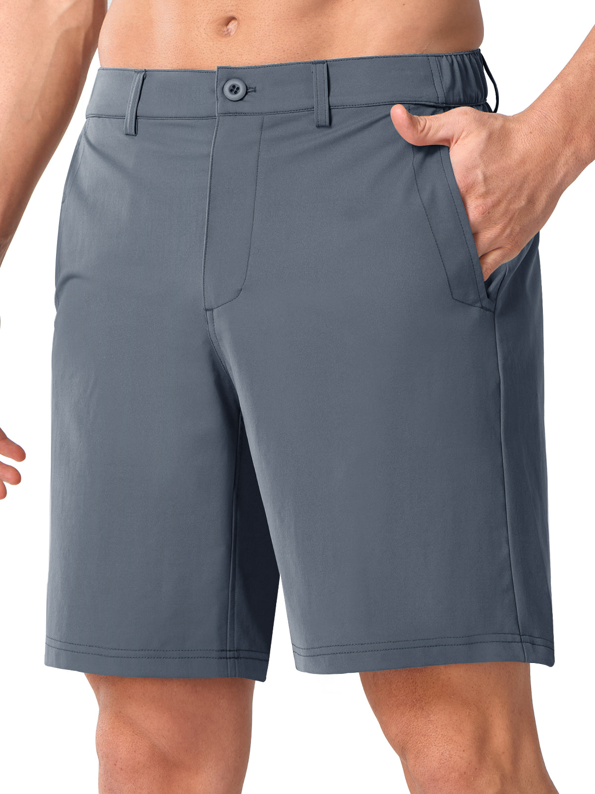 
Coolgrey Men's Lightweight Technical Shorts - Side View with Pro-Swing Flexibility & 4-Way Stretch