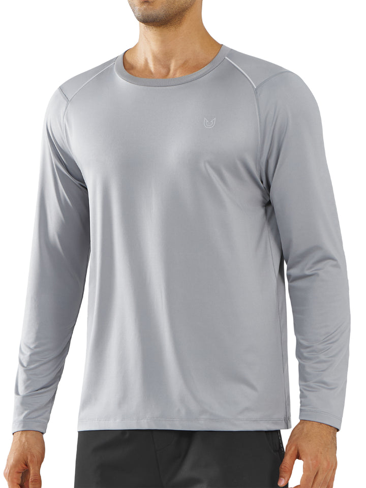 Men's Long Sleeve Compression Gym Shirts Light Grey