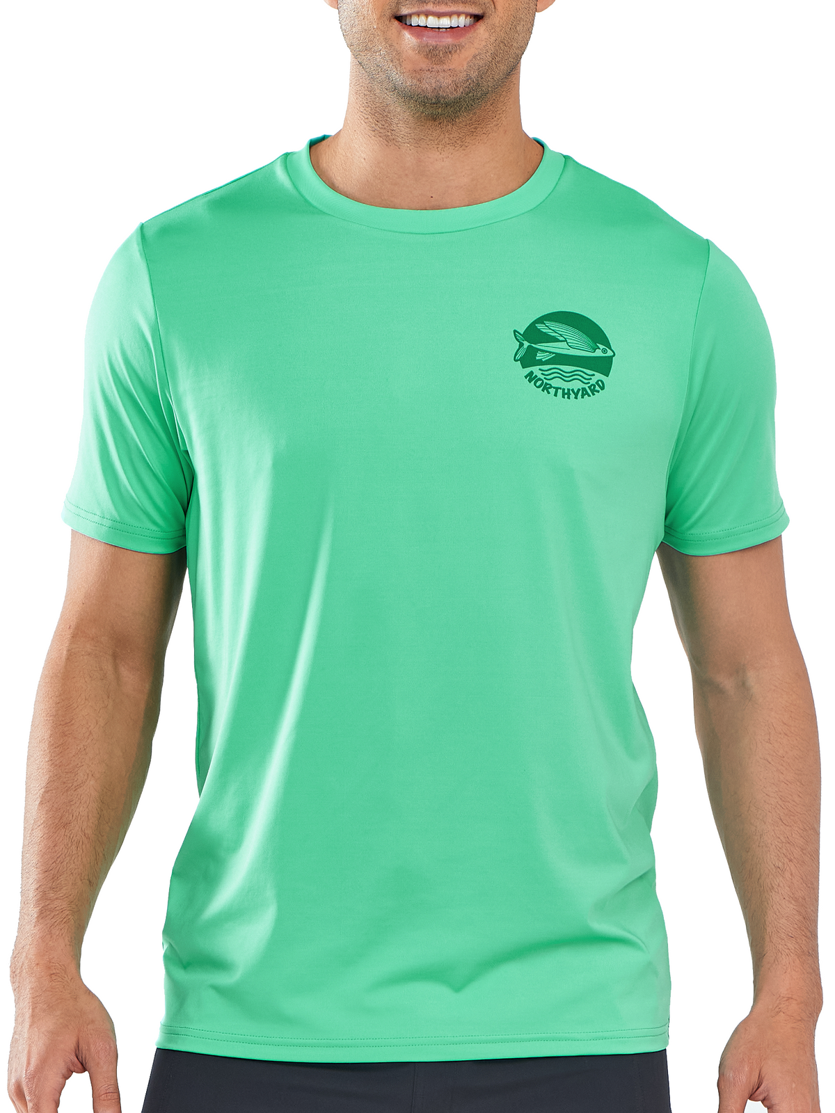 
Norhyard Men's Mint Green Short Sleeve Fishing T-Shirts UV Sun Protection Dry fit Swim Gym