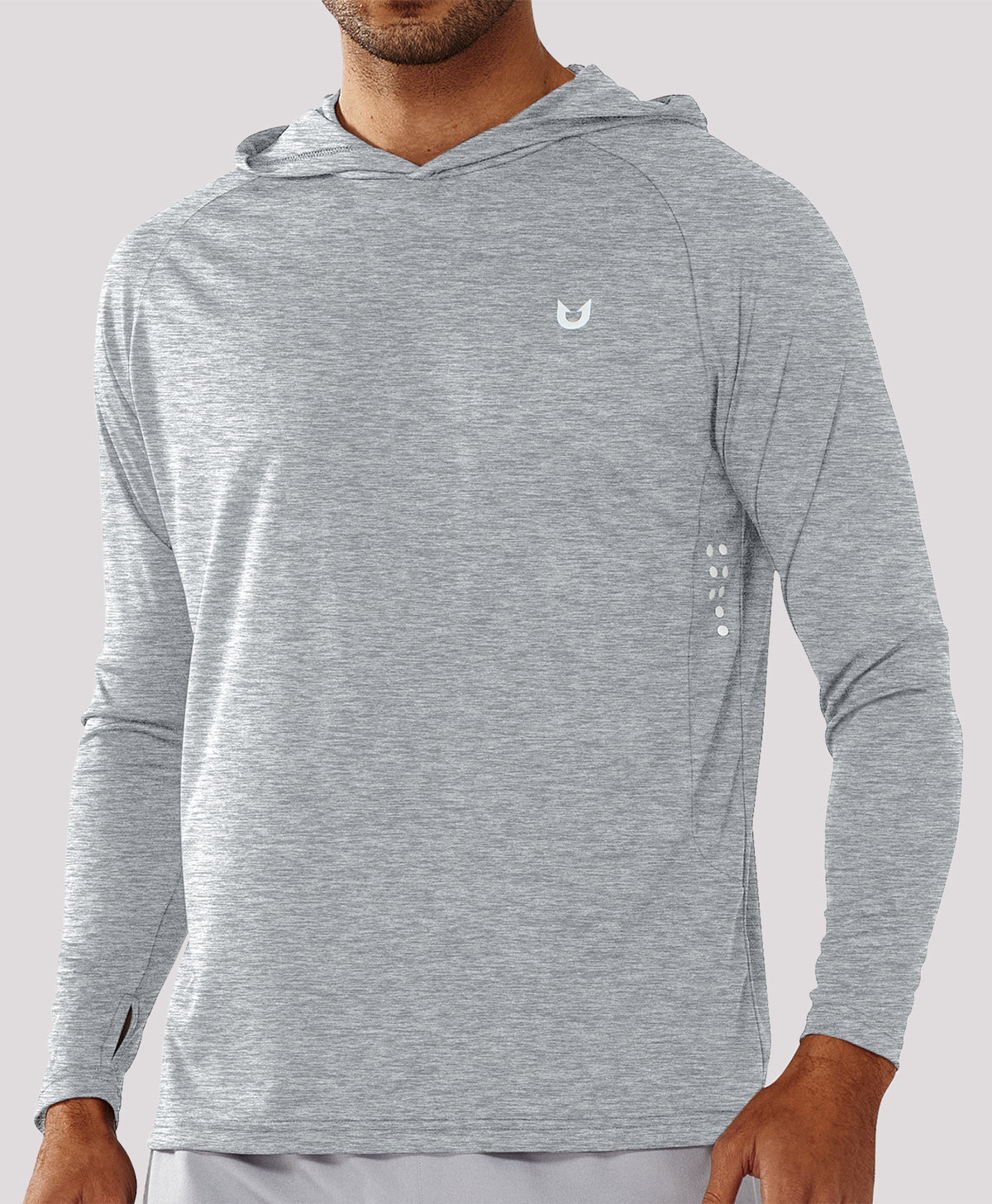 
Men's Fishing Sun Hoodie T Shirt Lightweight Long Sleeve for Workout — Grey Heather
