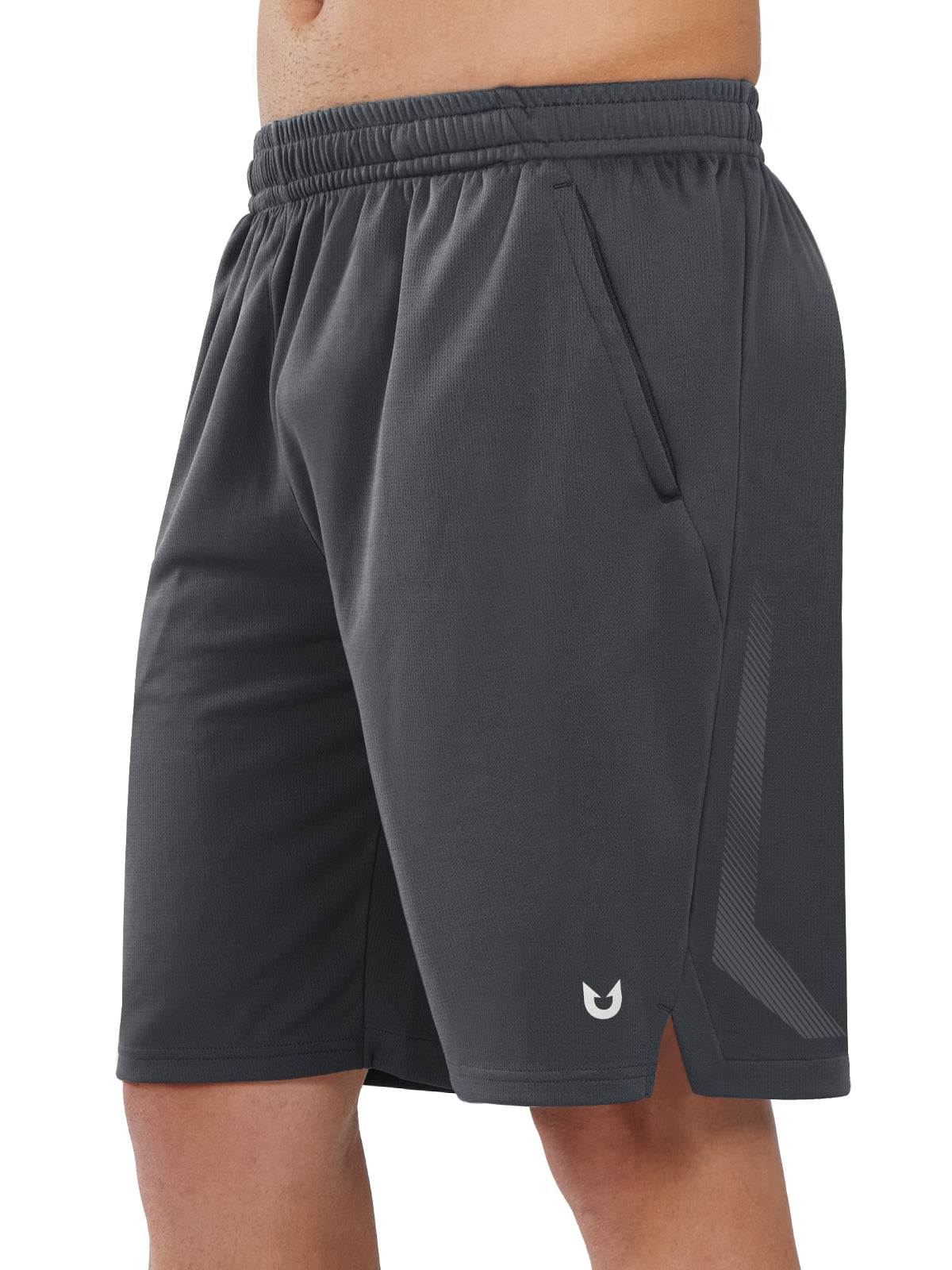 Northyard Men's Dark Grey Tennis 10" Long Mesh Shorts with Pockets for Basketball Workout