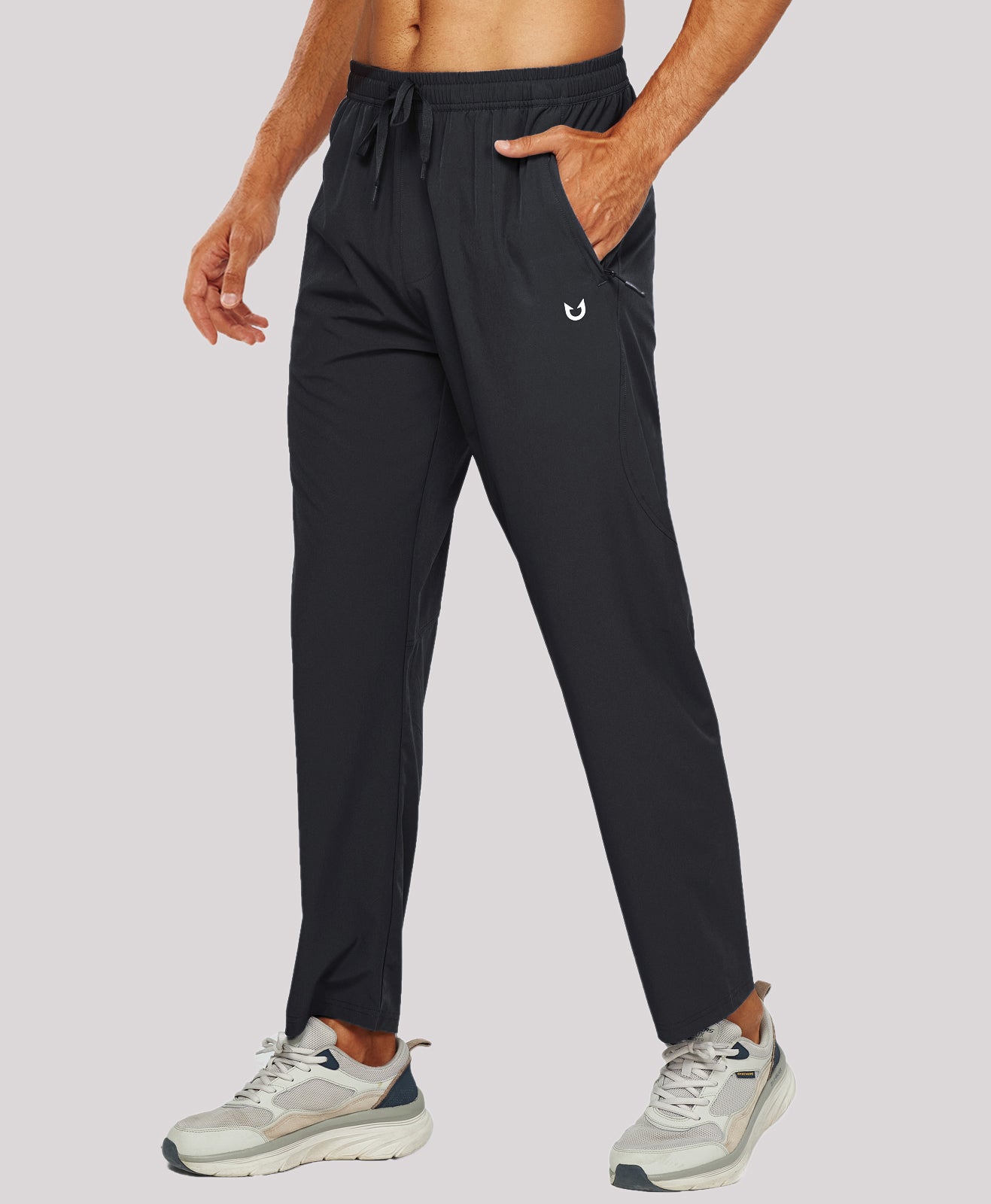 Northyard Men's Lightweight Running Pants with Zipper Pockets Water-Resistant Workout Sweatpants 
#color_black