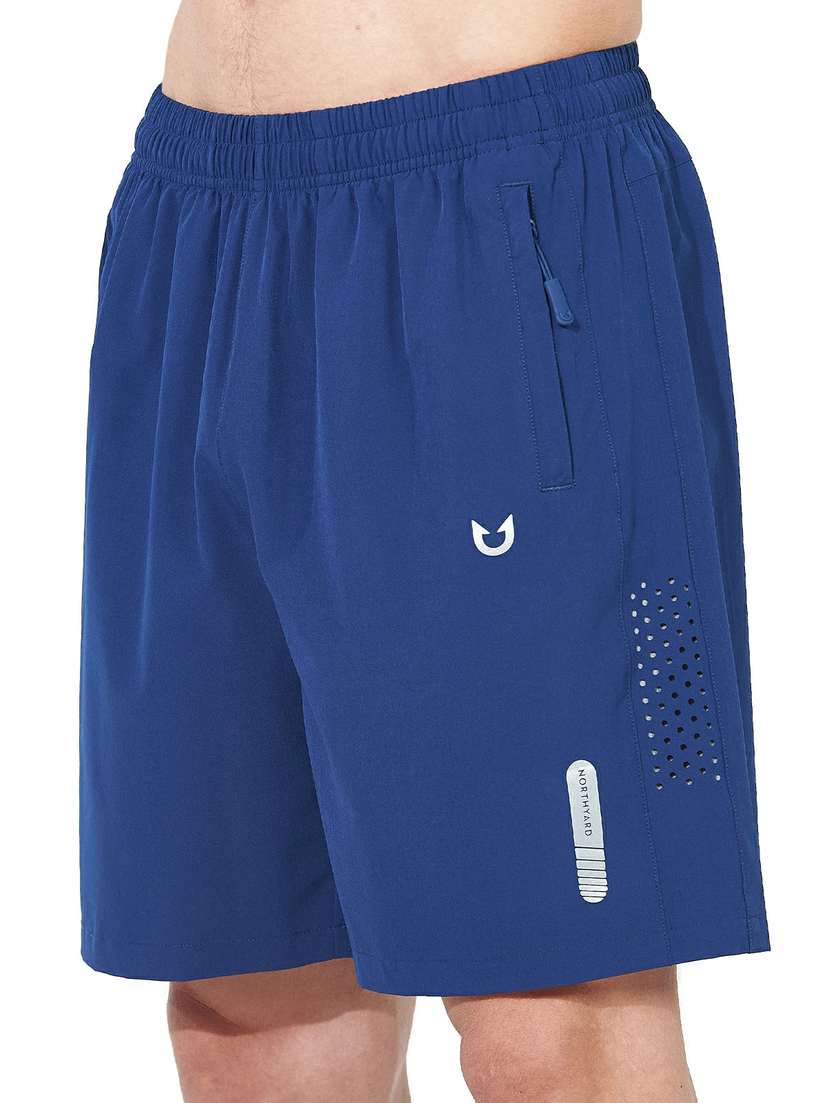 Northyard Men's Athletic Workout 7 Inch Gym Shorts with Zipper Pocket for Hiking Royal Blue