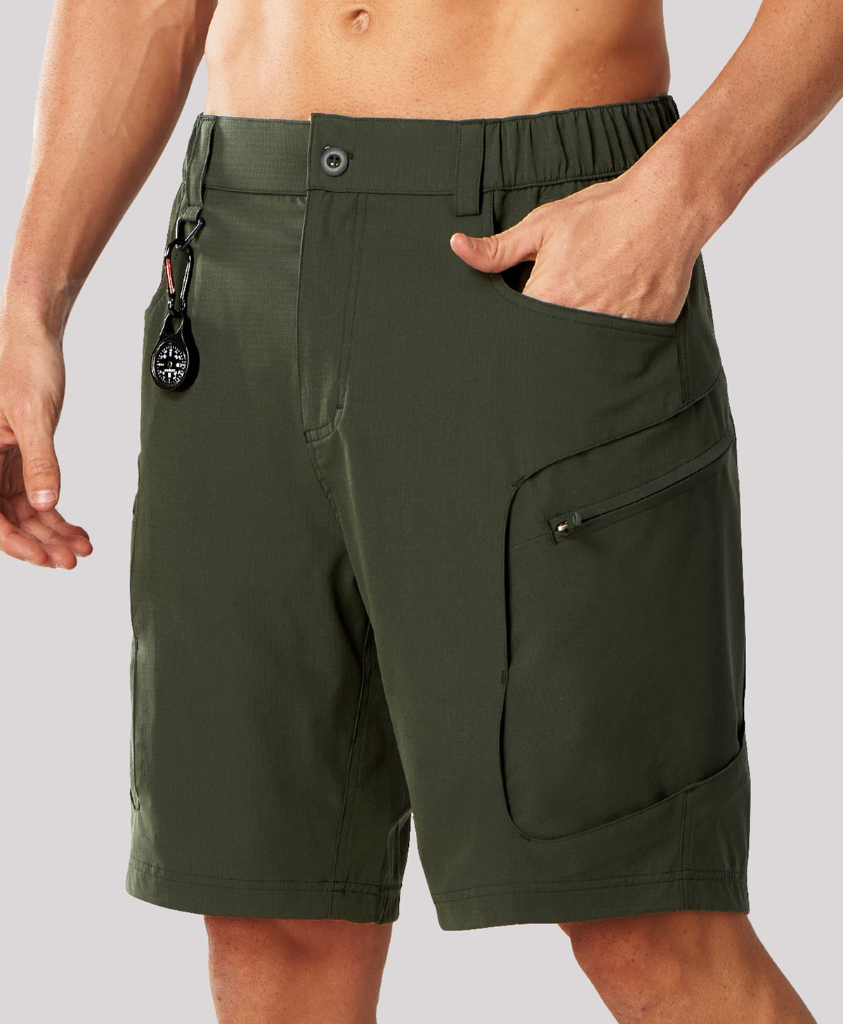 
Men's 9" Water-Resistant 4 Pockets Cargo Hiking Shorts — Army Green
