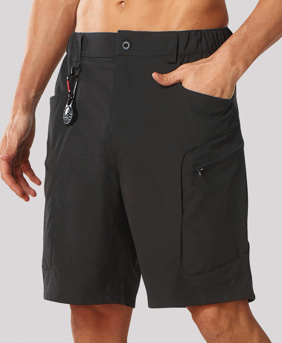 
Men's 9" Water-Resistant 4 Pockets Cargo Hiking Shorts — BLACK