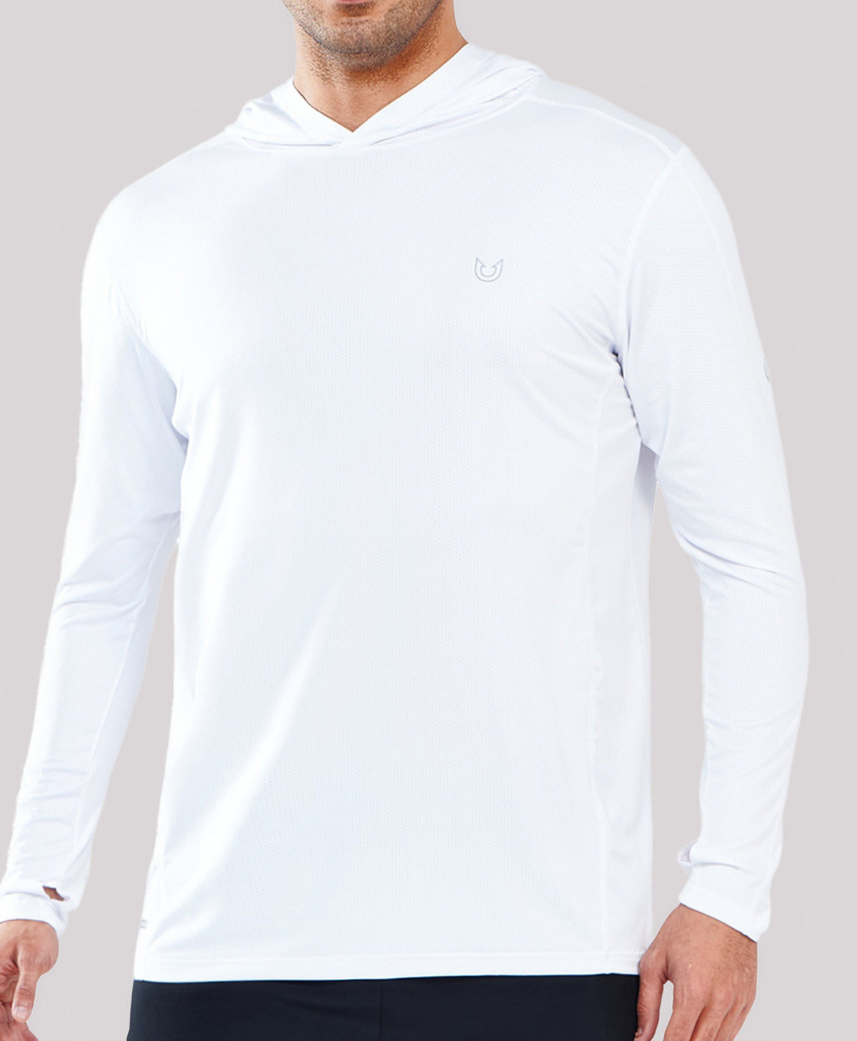 
Men's UPF50+ Rash Guard Hoodie T-Shirts — White