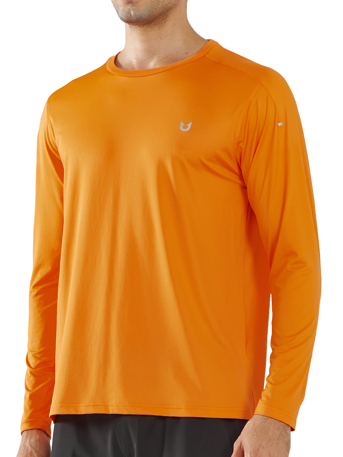 Northyard Men's Orange Gym Long Sleeve T Shirts Wicking Breathable for Running Fitness