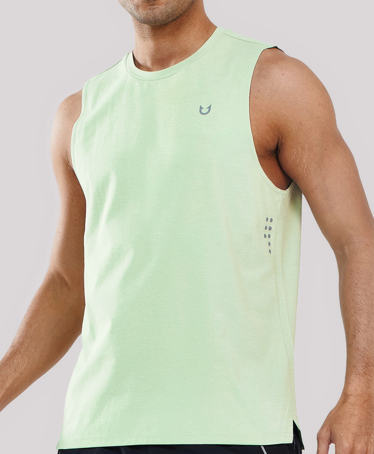 
Men's Muscle Workout Tank Top Performance Quick Dry Sleeveless Shirts — Light Green