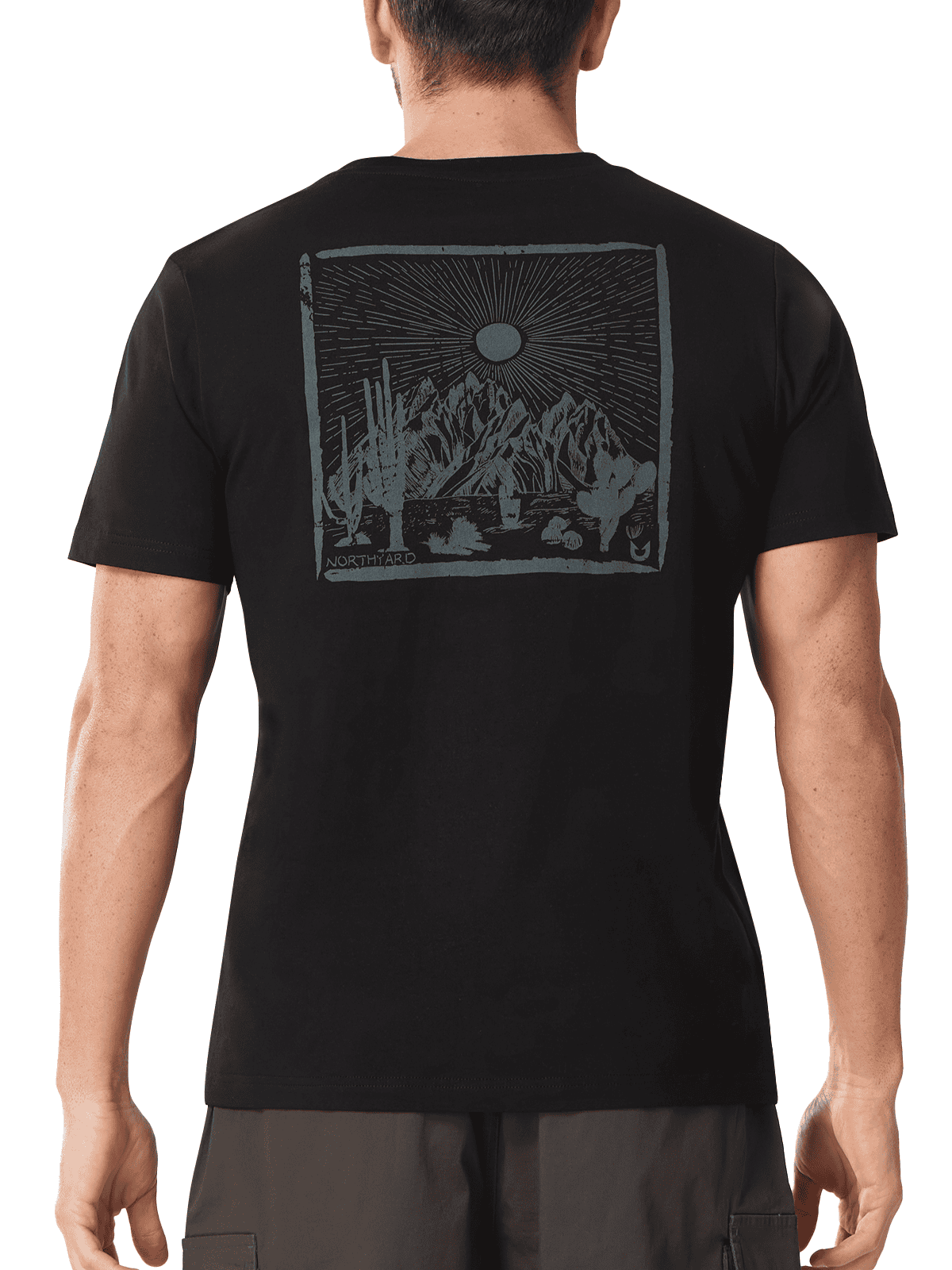Black Adventure Inspired Nature T-Shirt - Full Back View