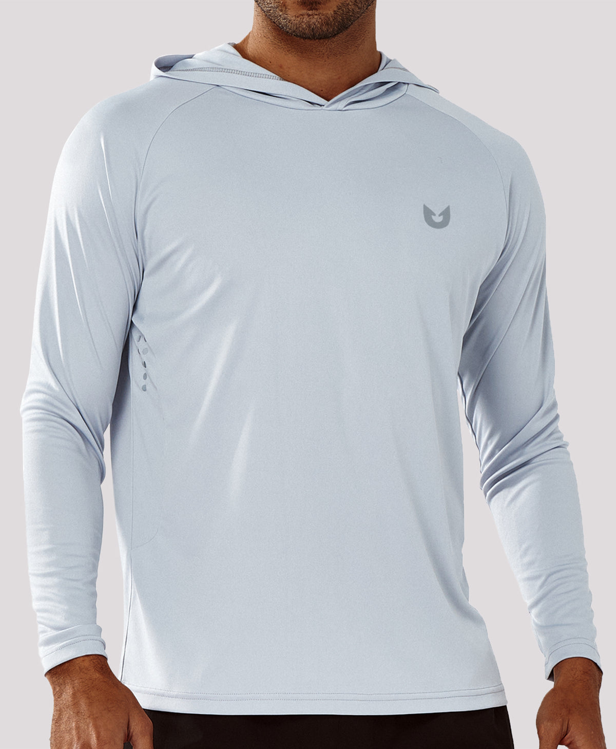 
Men's Fishing Sun Hoodie T Shirt Lightweight Long Sleeve for Workout — Light Grey