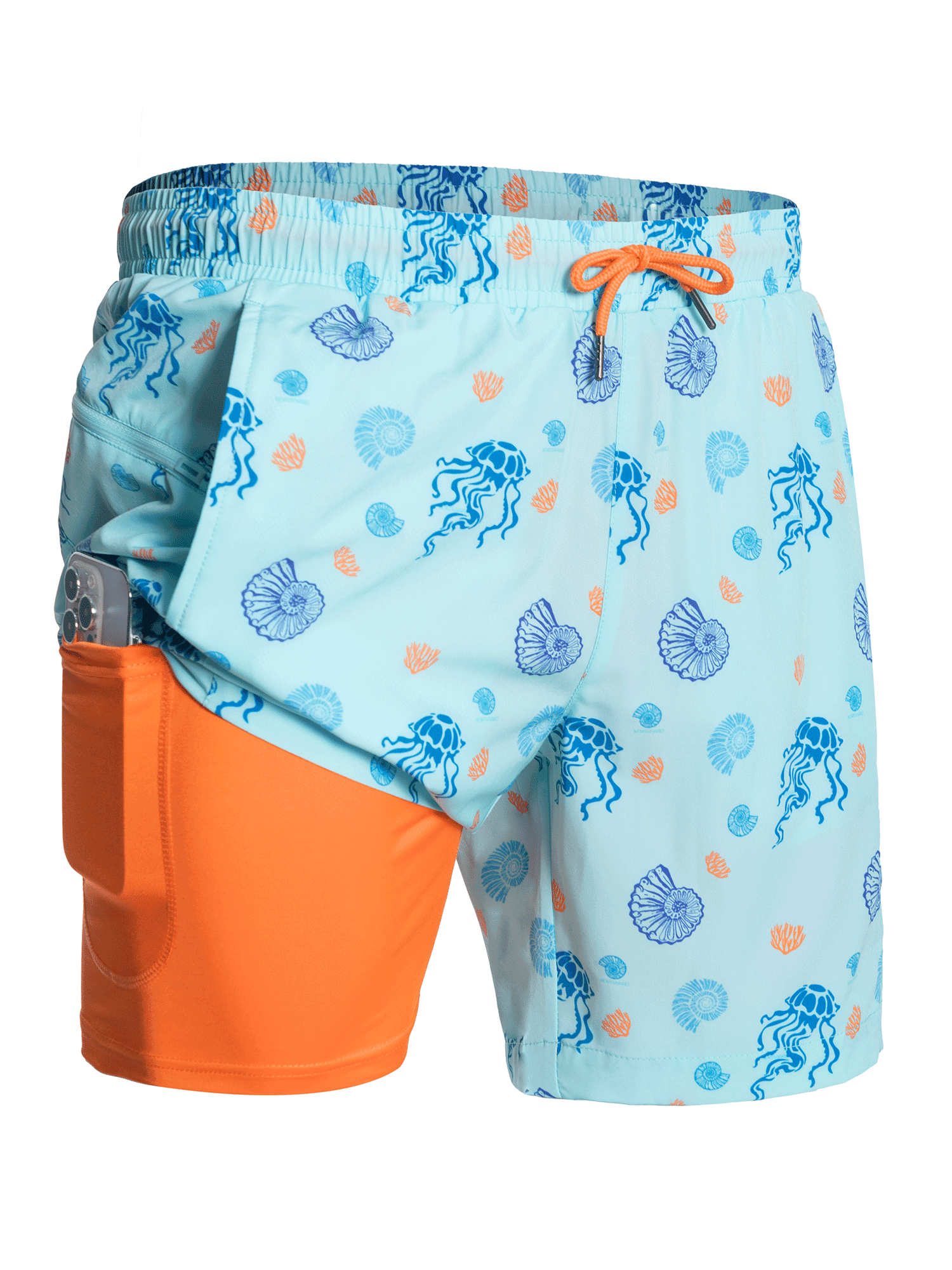 Lakeblueseashell Performance Board Shorts with Pockets - Side Profile