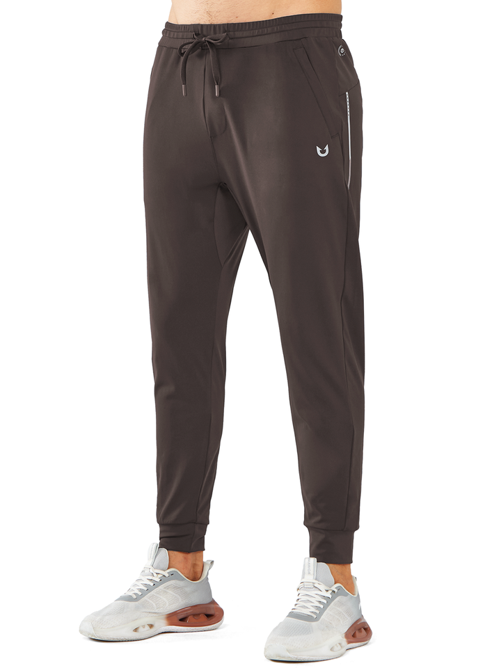 Northyard Men's Brown Workout Sweatpants Joggers with Zip Pockets Tapered For Running