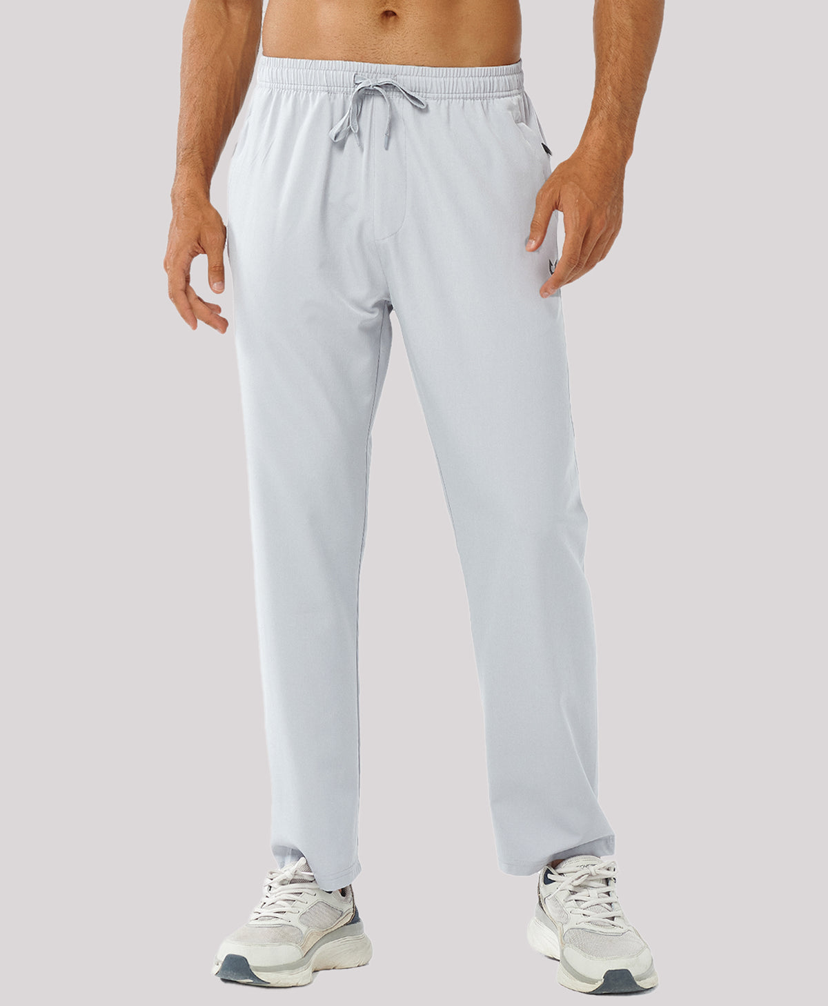 
Men's Lightweight Running Pants with Zipper Pockets — Light Grey