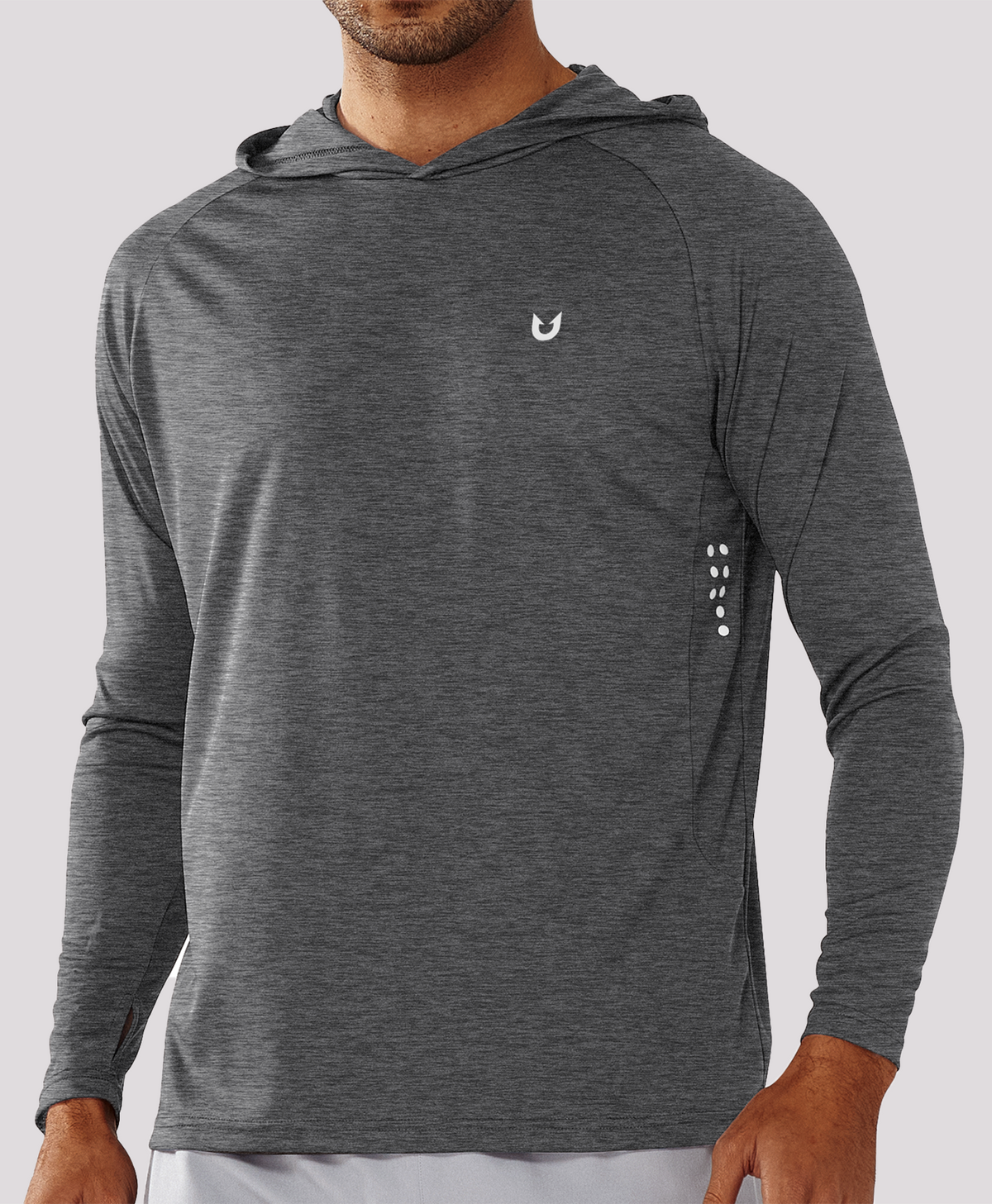 
Men's Fishing Sun Hoodie T Shirt Lightweight Long Sleeve for Workout — Carbon Heather