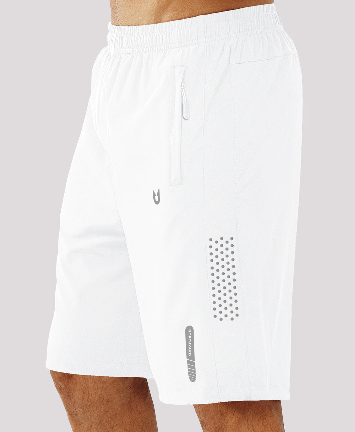 
Men's Hiking 9 Inch Inseam Athletic Shorts Quick Dry Fit Gym Workout — White