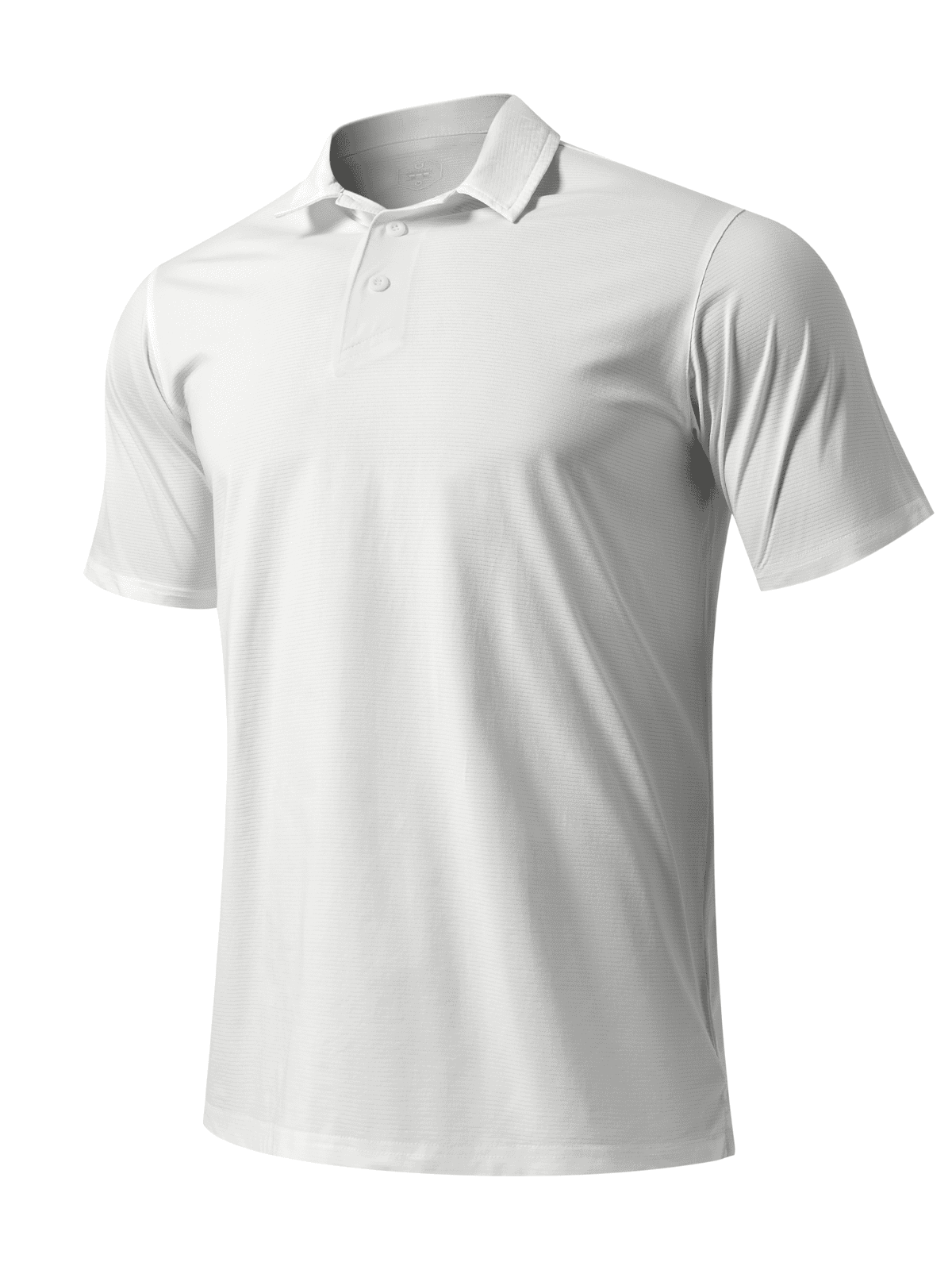 White Men's Performance Henley Golf Polo Shirt - Front View