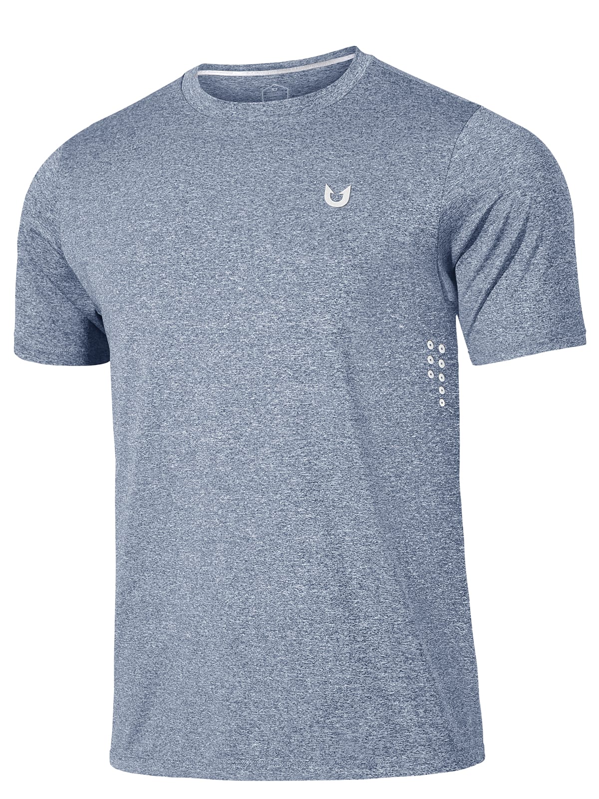 Blueheather Quick Dry Workout T-Shirt - Side View with Reflective Dots