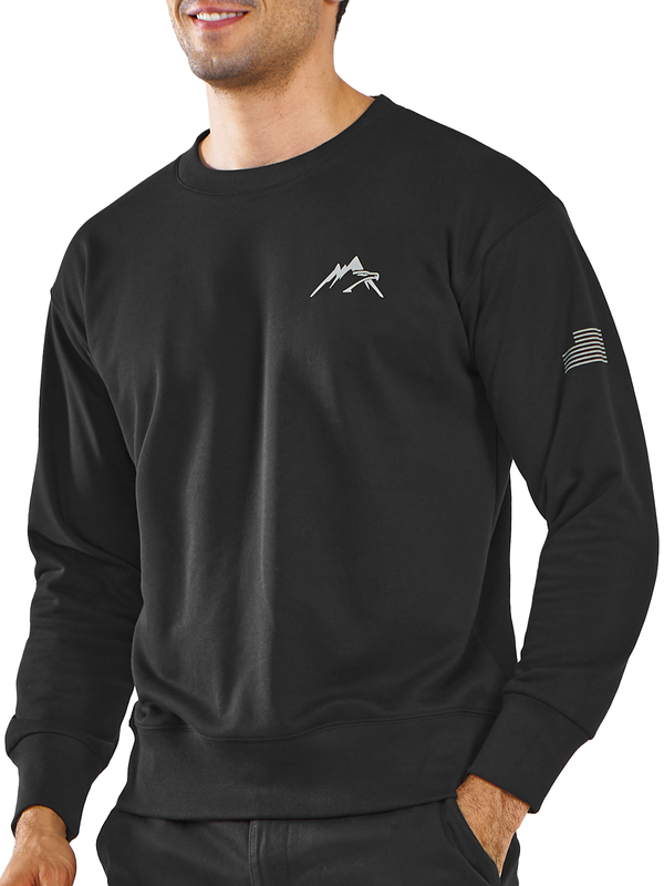 Northyard Men's Black Cotton Long Sleeve Crewneck Golf Sport Fitness Casual Sweatshirt