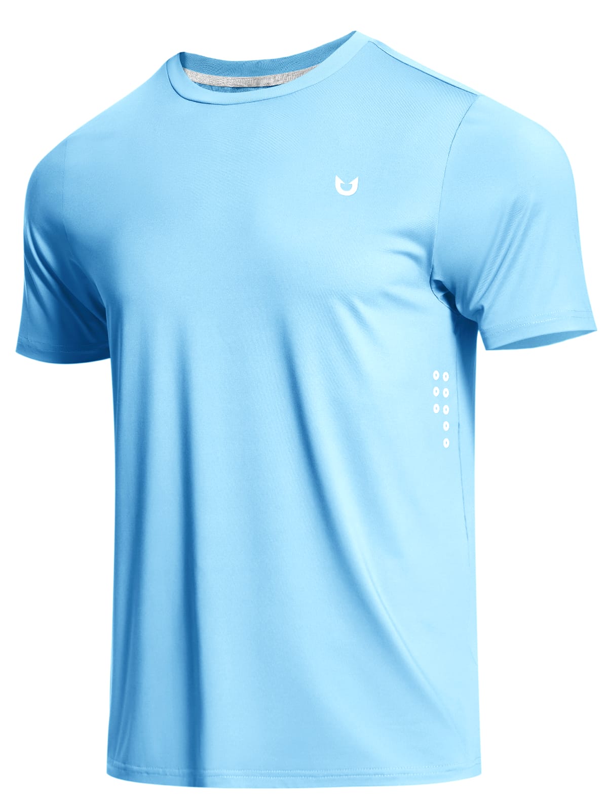 Skyblue Quick Dry Workout T-Shirt - Side View with Reflective Dots