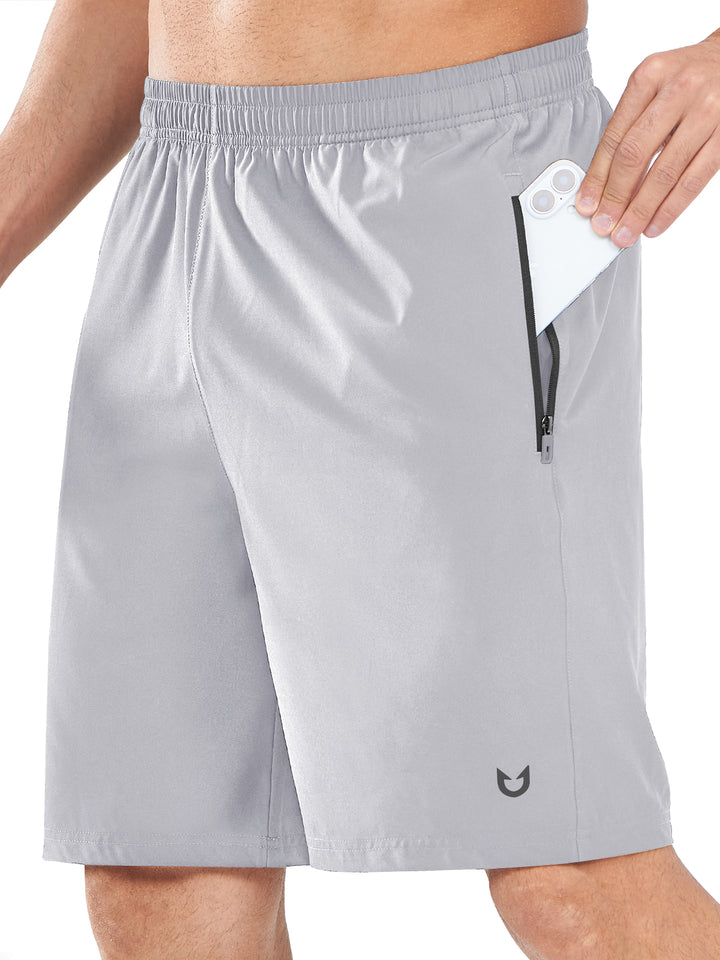 Northyard Men's Grey Athletic Sports 9 inch Shorts Quick Dry for Training Gym Outdoor
