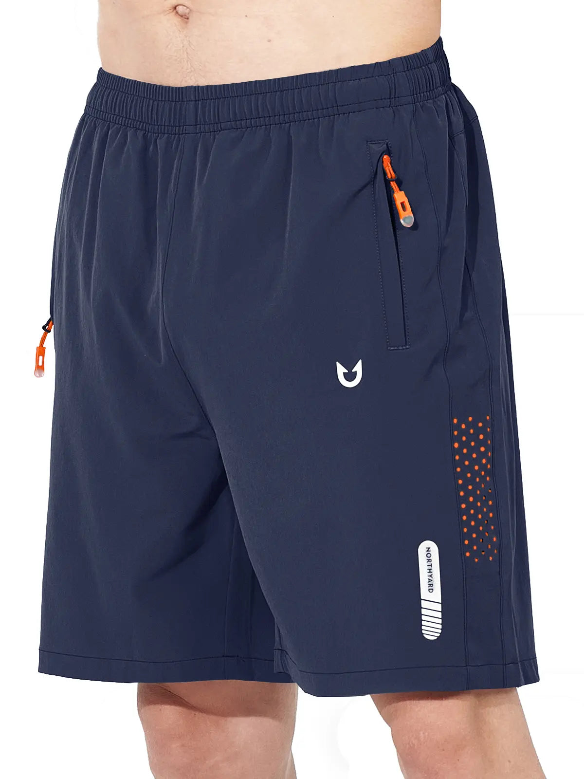 Northyard Men's Athletic Workout 7 Inch Gym Shorts with Zipper Pocket for Hiking Navy