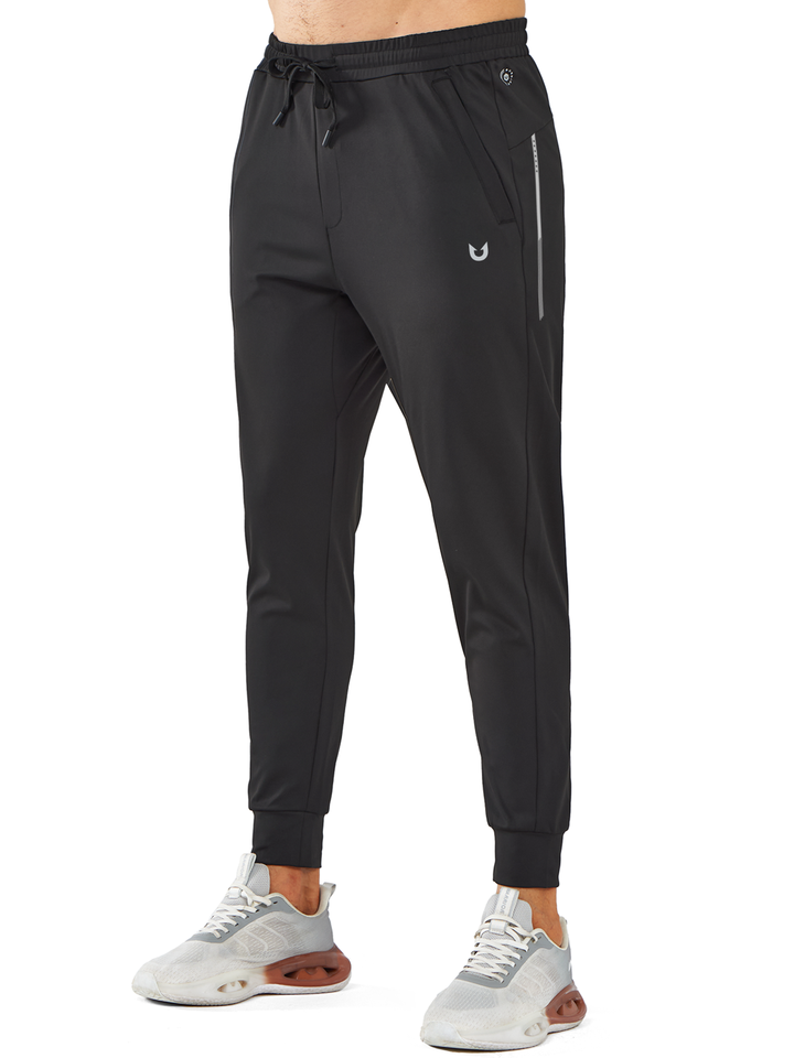 Northyard Men's Black Workout Sweatpants Joggers with Zip Pockets Tapered For Running