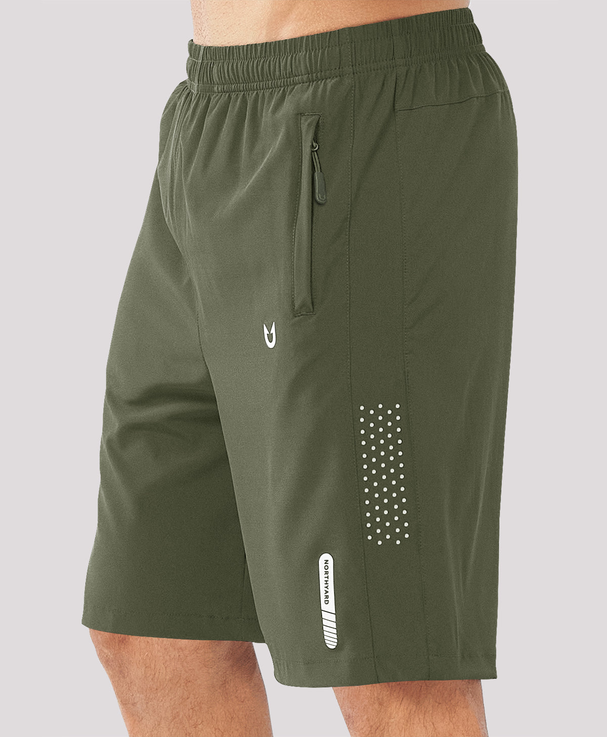 
Men's Hiking 9 Inch Inseam Athletic Shorts Quick Dry Fit Gym Workout — Army Green
