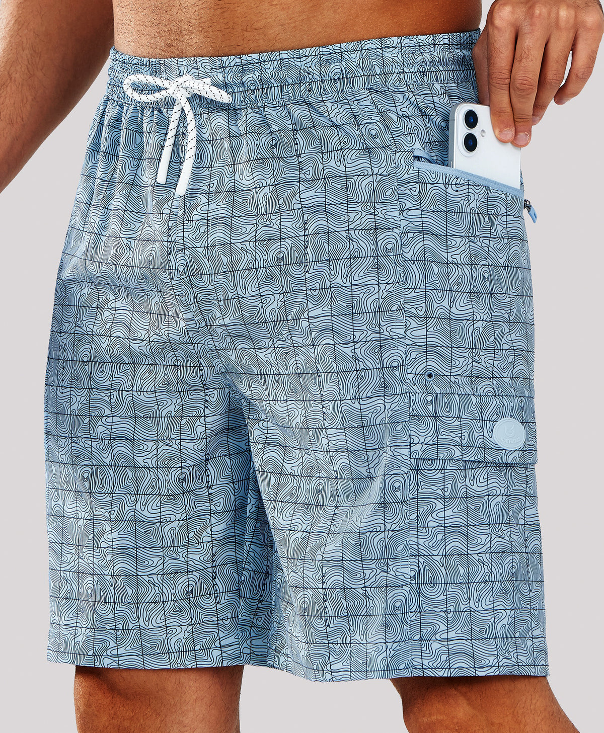 NORTHYARD Men's 9" Quick-Dry Water-Repellent Swim Trunks Lightweight Linerless Board Shorts with Drainage Pockets
#Color_CONTOURLINES