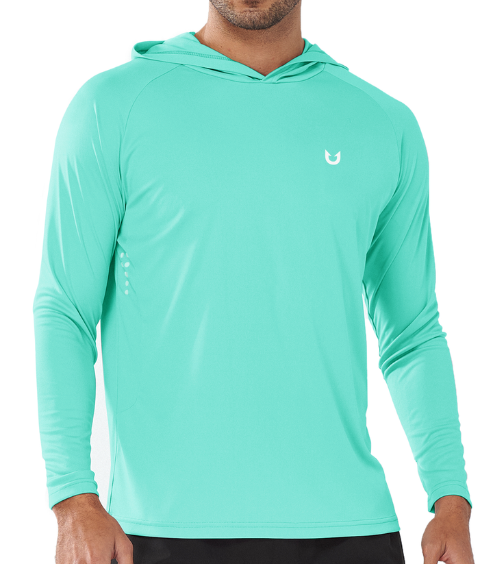 Northyard Men's Lake Blue Fishing Sun Hoodie T Shirt Lightweight Long Sleeve for Workout