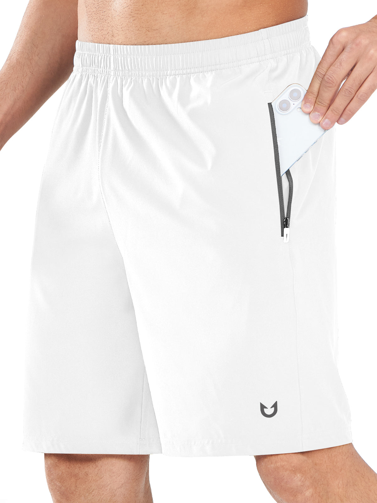 Northyard Men's White Athletic Sports 9 inch Shorts Quick Dry for Training Gym Outdoor