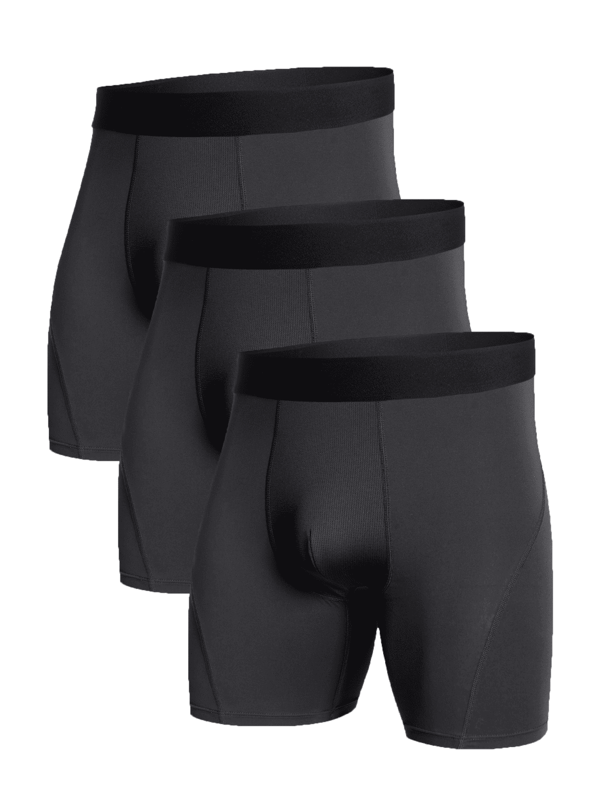 3 Pack Dark grey 4-Way Stretch Activewear Undershorts - Front View