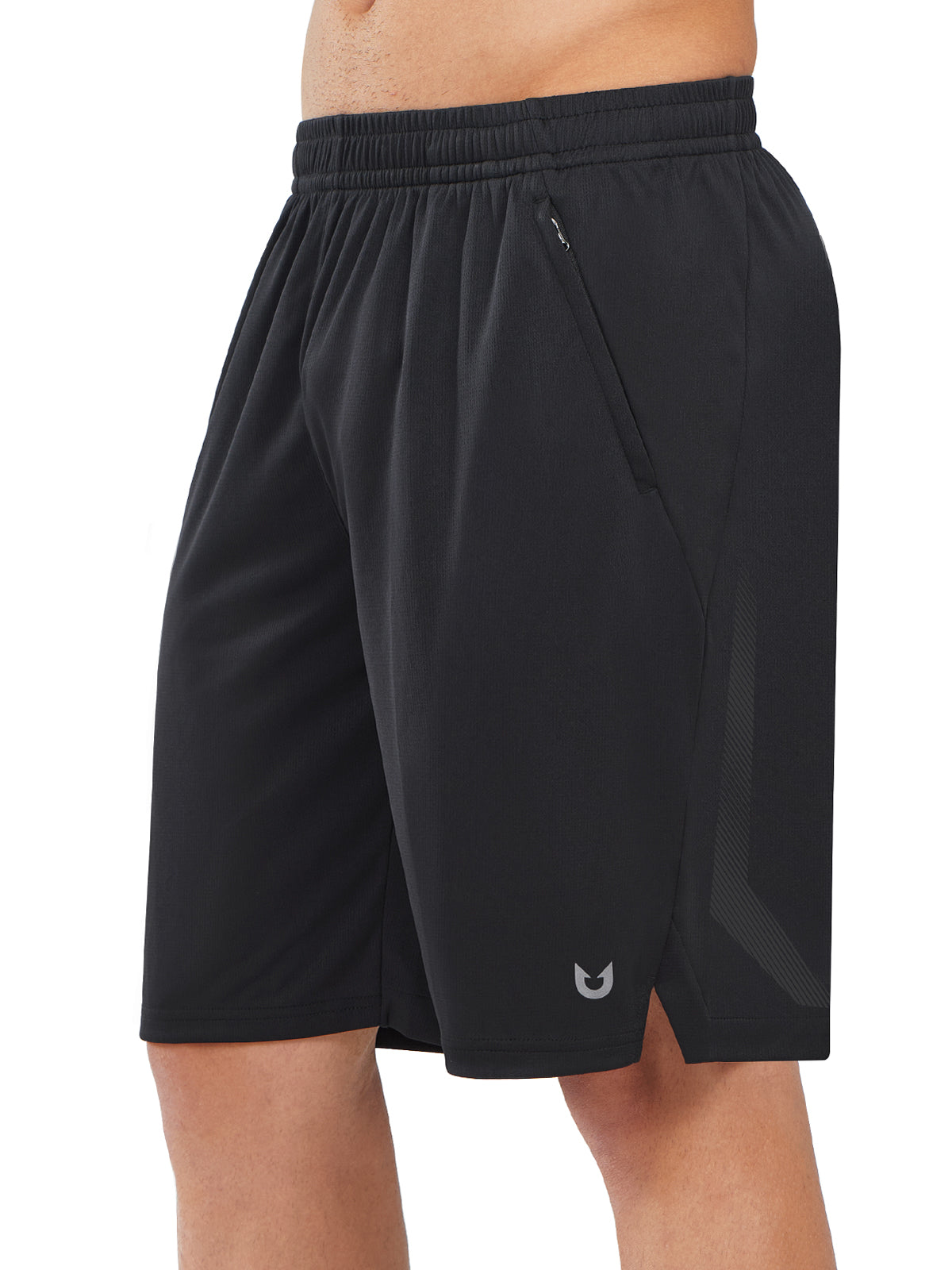 Northyard Men's Black Tennis 10" Long Mesh Shorts with Pockets for Basketball Workout