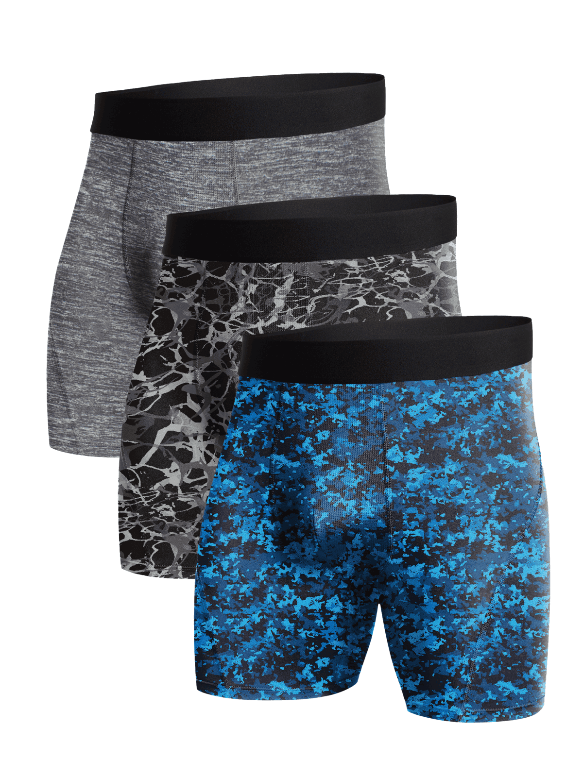 3 Pack Camo 4-Way Stretch Activewear Undershorts - Front View