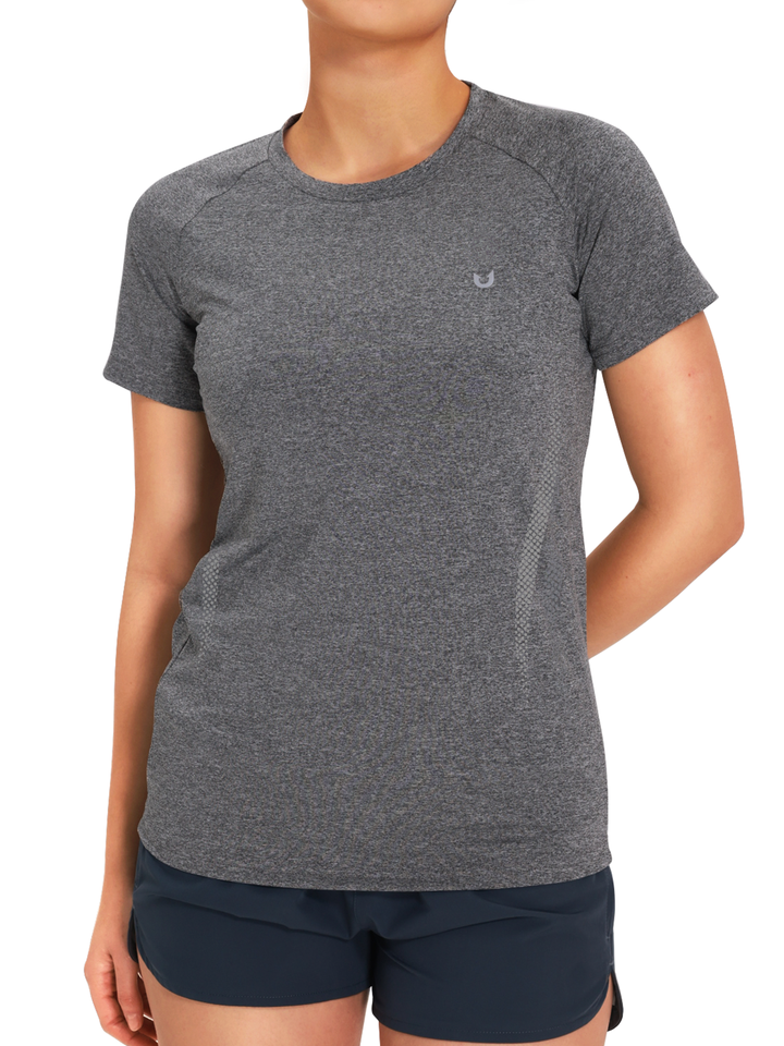Women's Smoke Heather Yoga Compression Running T Shirts