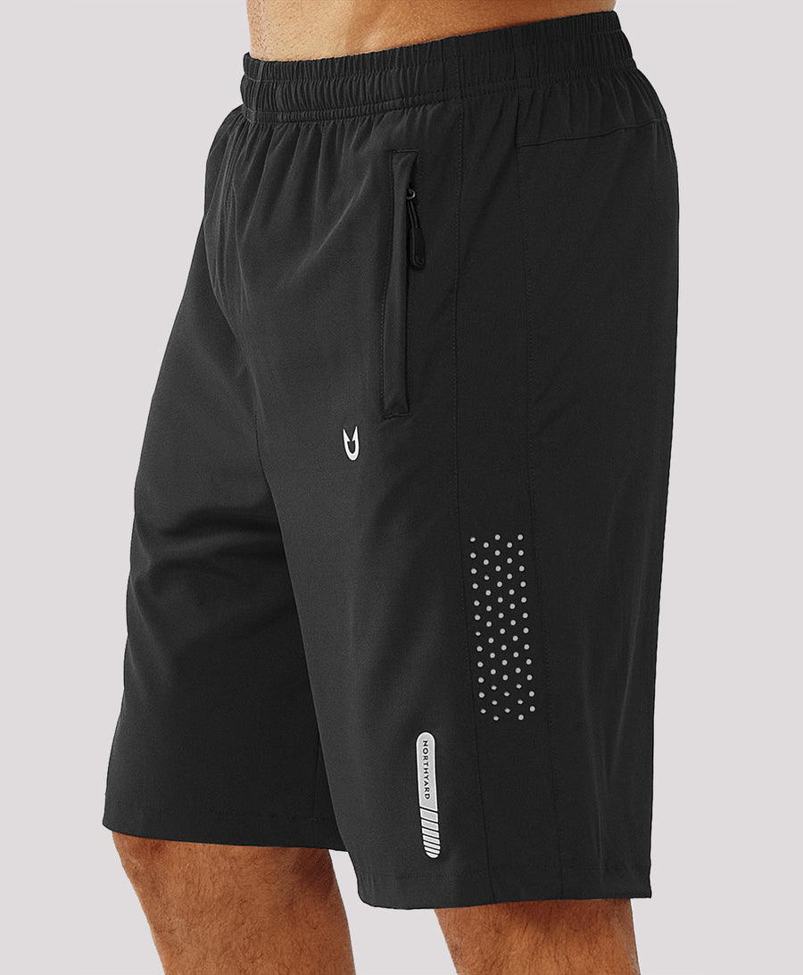 
Men's Hiking 9 Inch Inseam Athletic Shorts Quick Dry Fit Gym Workout — Black
