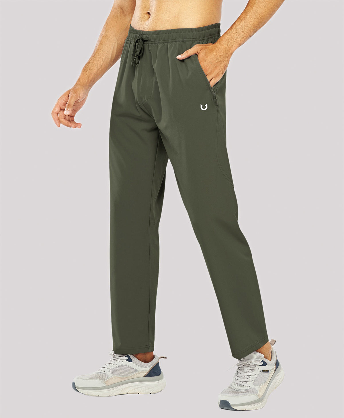 Northyard Men's Lightweight Running Pants with Zipper Pockets Water-Resistant Workout Sweatpants 
#color_Army Green