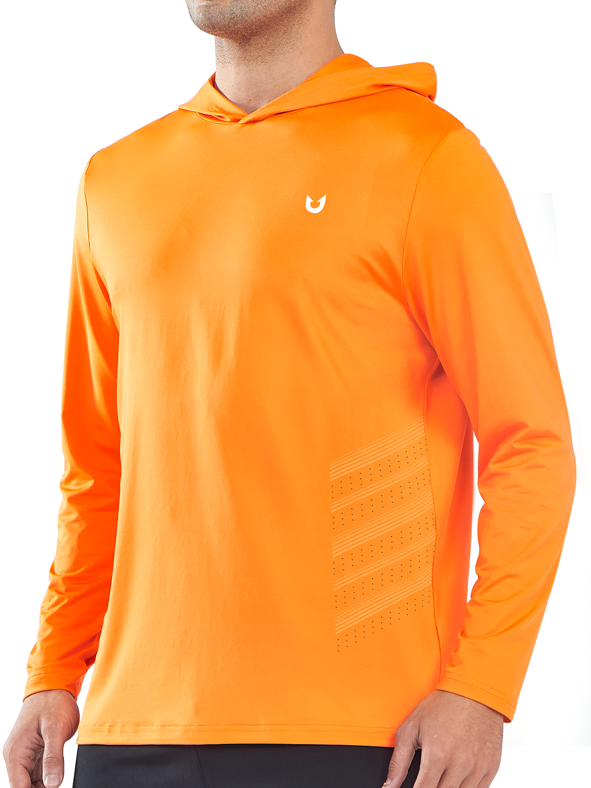 Northyard Men's Orange Fishing Hoodie T-Shirt Long Sleeve Sun Protection for Run Hiking