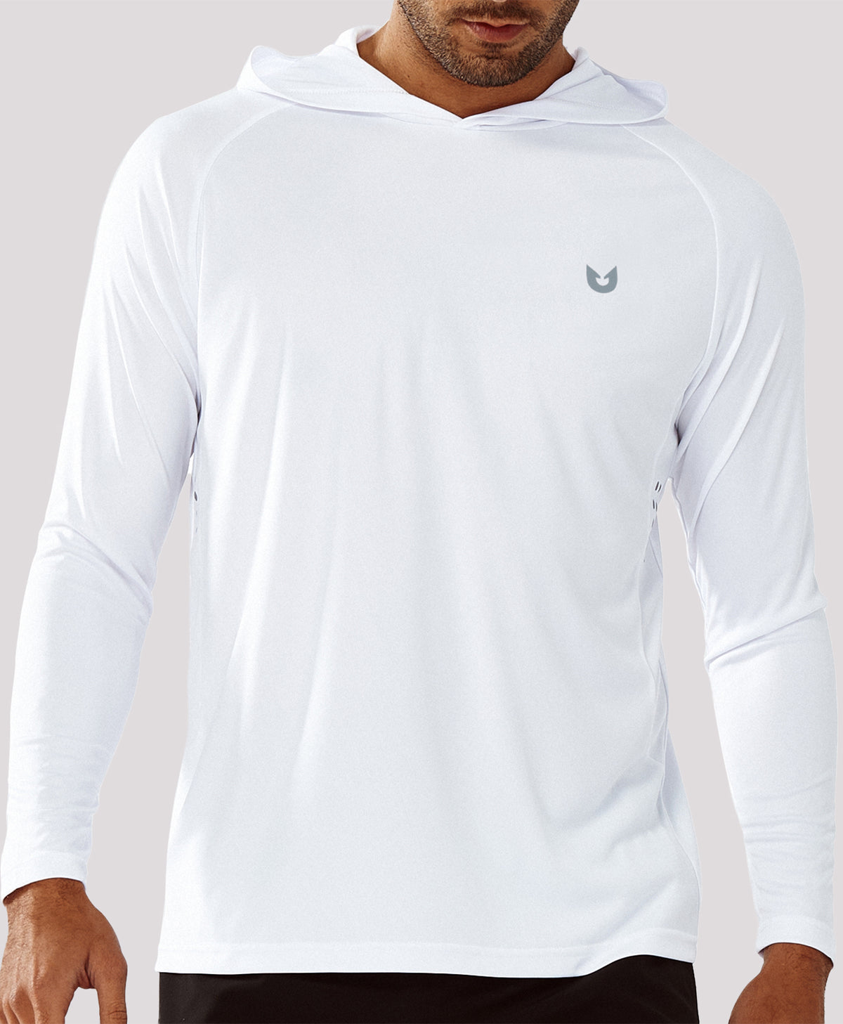 
Men's Fishing Sun Hoodie T Shirt Lightweight Long Sleeve for Workout — White