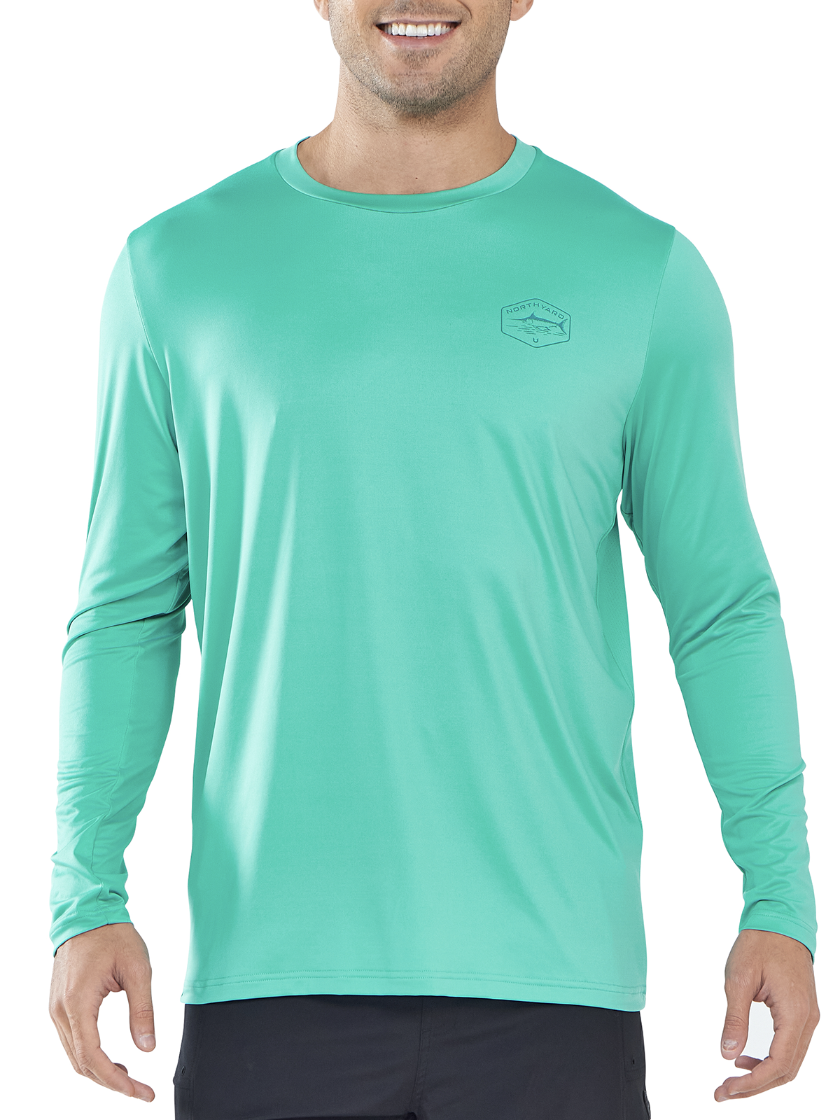 NORTHYARD Men's Lake Blue Sun Protection UV Fishing T Shirts Crewneck Long Sleeve for Swim