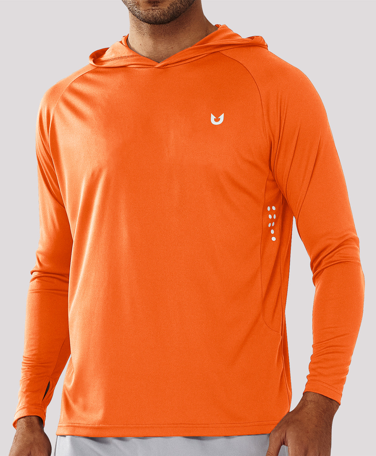 
Men's Fishing Sun Hoodie T Shirt Lightweight Long Sleeve for Workout — Orange