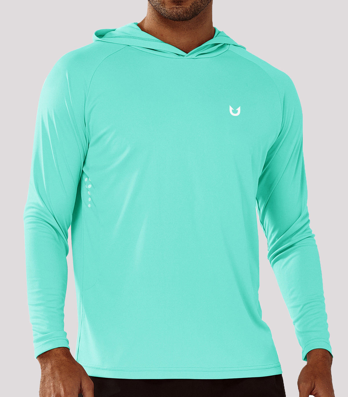 
Men's Fishing Sun Hoodie T Shirt Lightweight Long Sleeve for Workout — Lake Blue