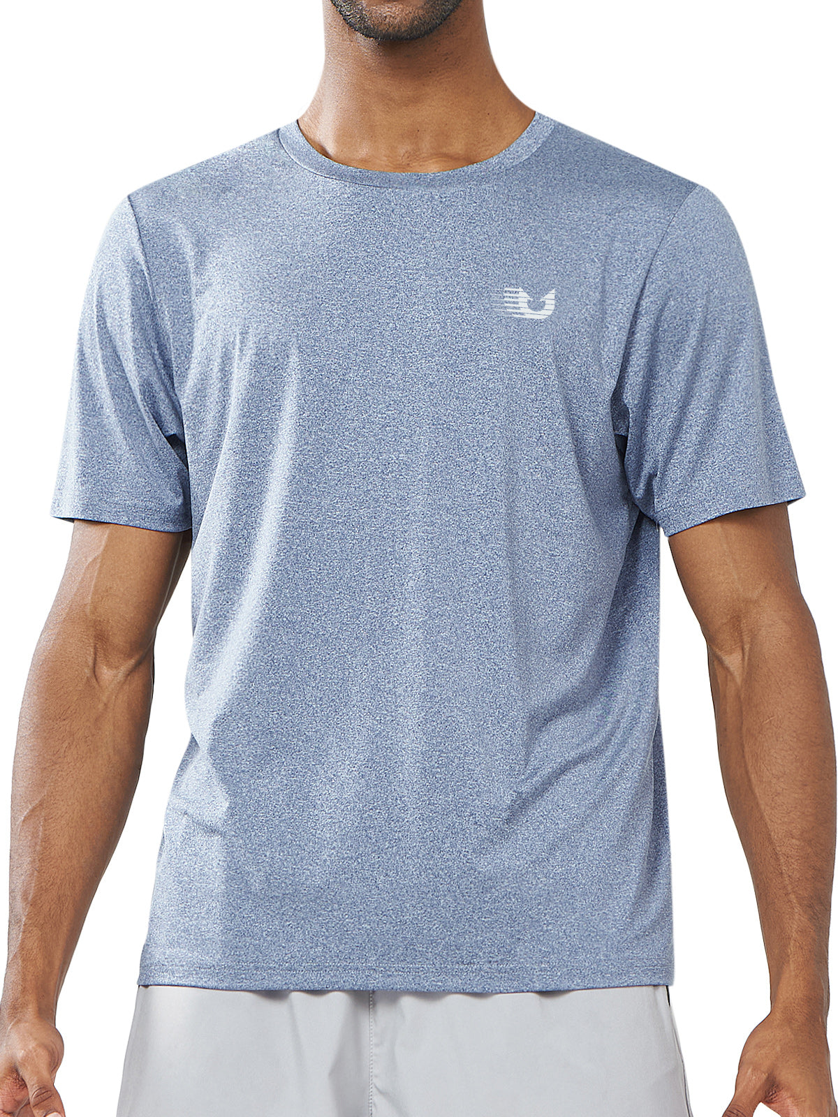 Men's Blue Heather Pickleball Workout Sweat T-Shirts Moisture Wicking for Gym Sport