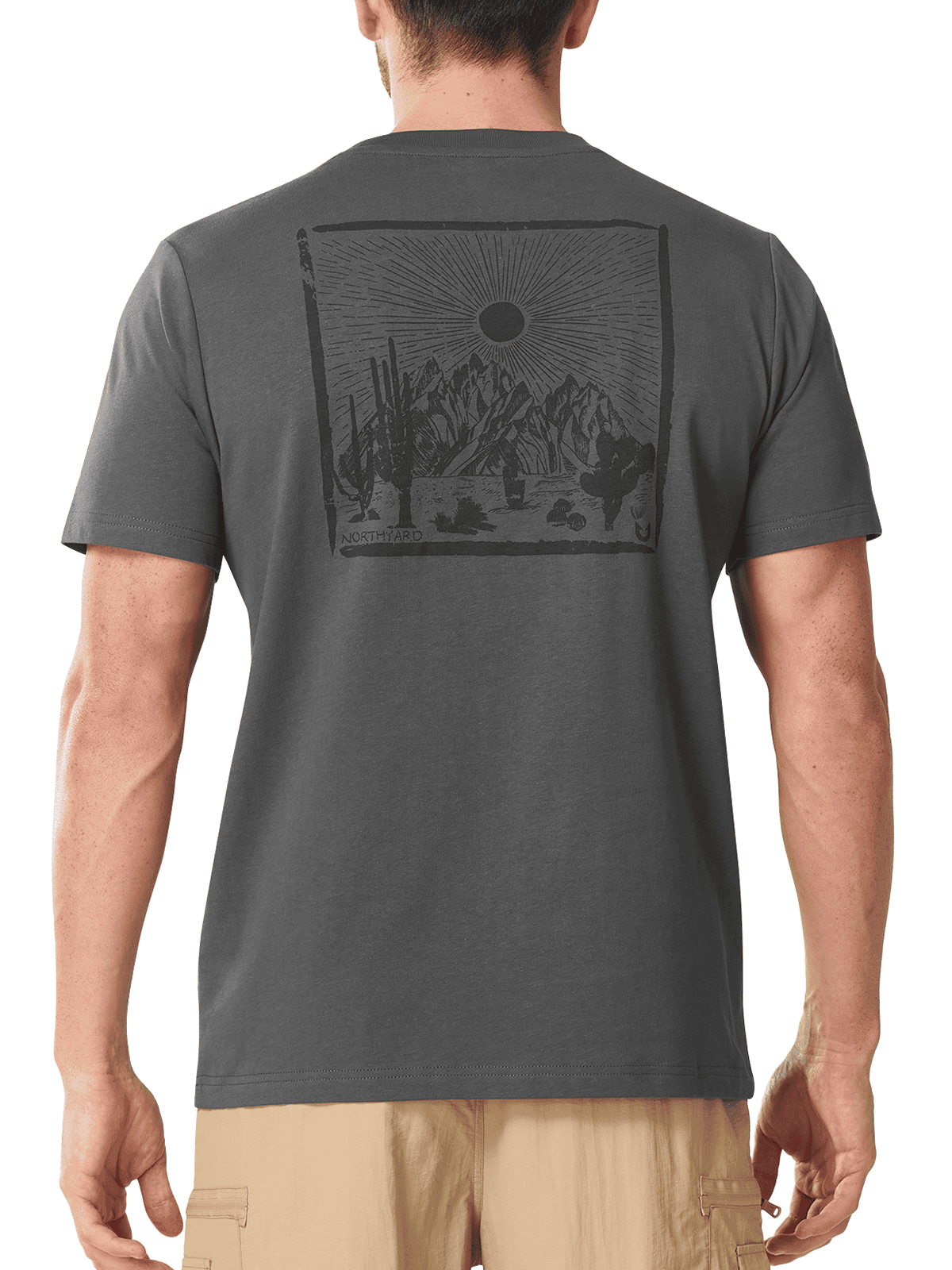 Dark Grey Adventure Inspired Nature T-Shirt - Full Back View