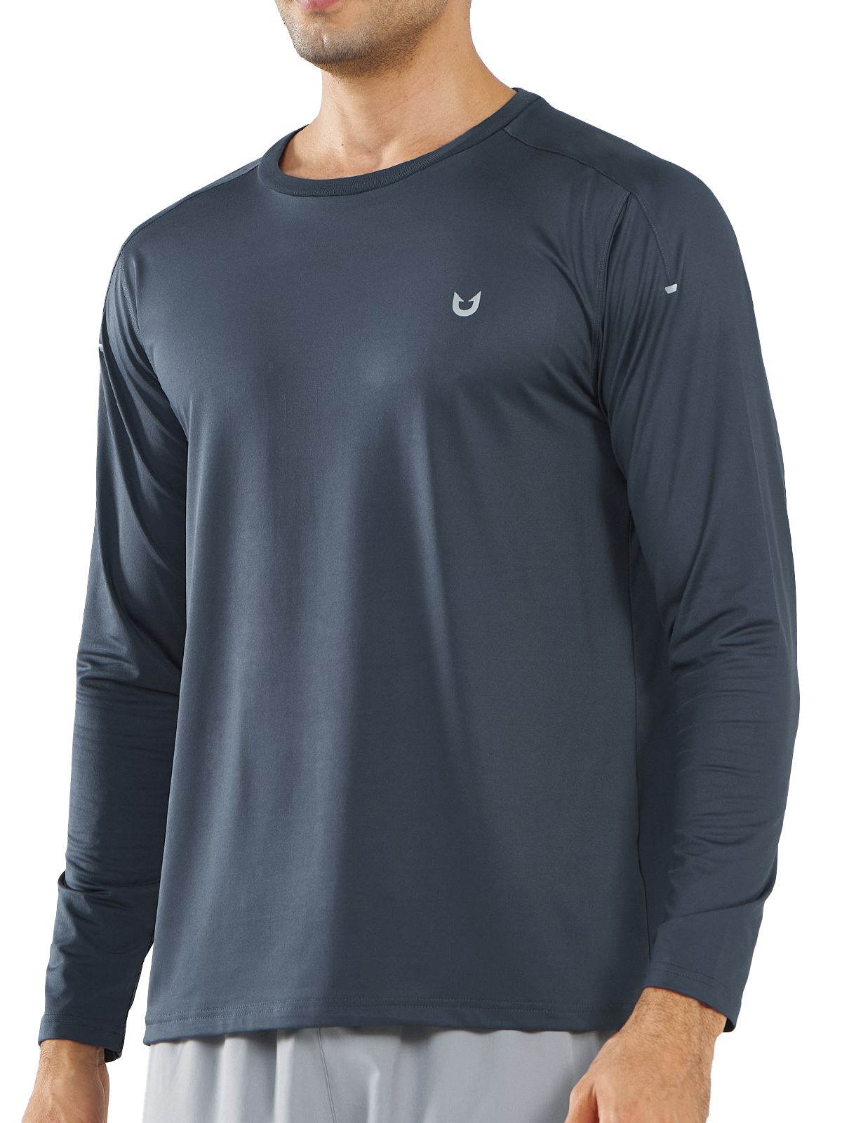 Northyard Men's Cool Grey Gym Long Sleeve T Shirts Wicking Breathable for Running Fitness