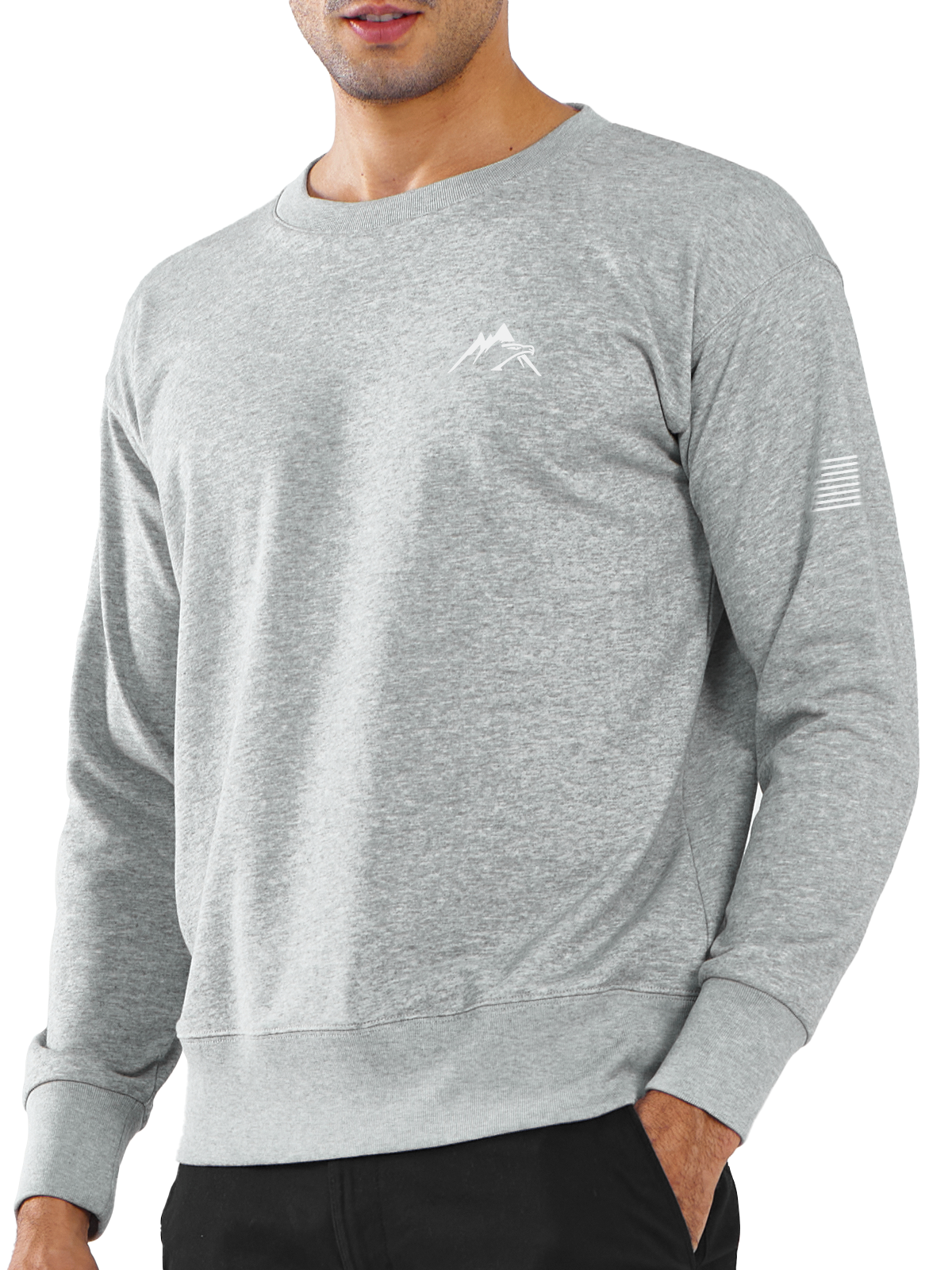 Northyard Men's Smoke Heather Cotton Long Sleeve Crewneck Golf Sport Fitness Casual Sweatshirt