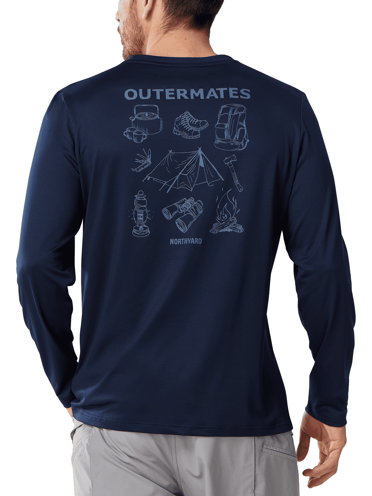 Navy UV SPF Outdoor Hiking T-Shirt - Full Back View