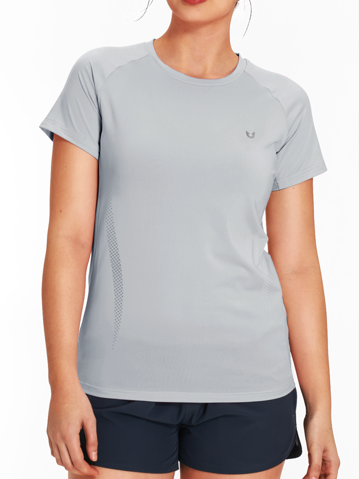 Women's Light Grey Yoga Compression Running T Shirts