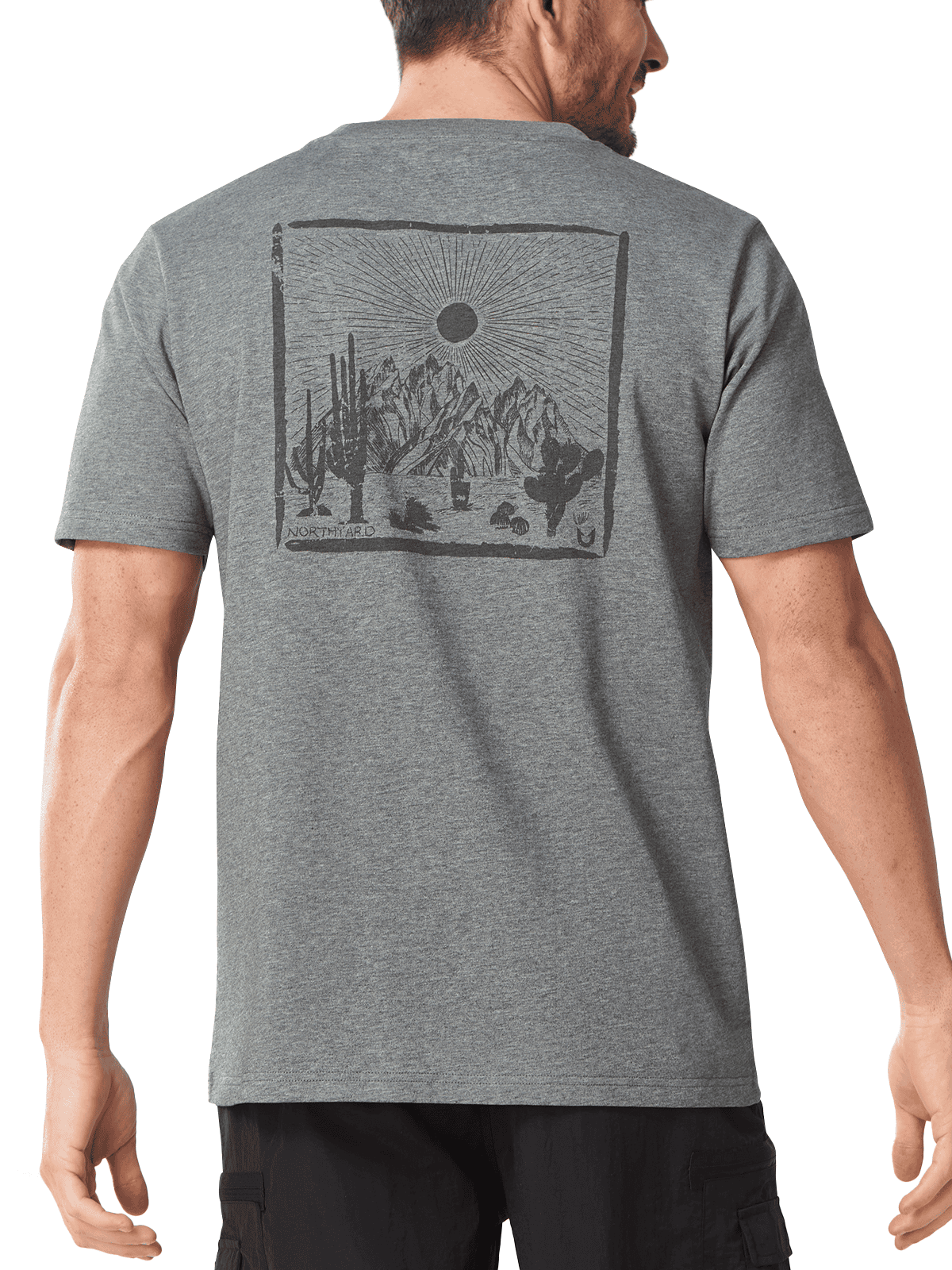 Smoke Heather Adventure Inspired Nature T-Shirt - Full Back View